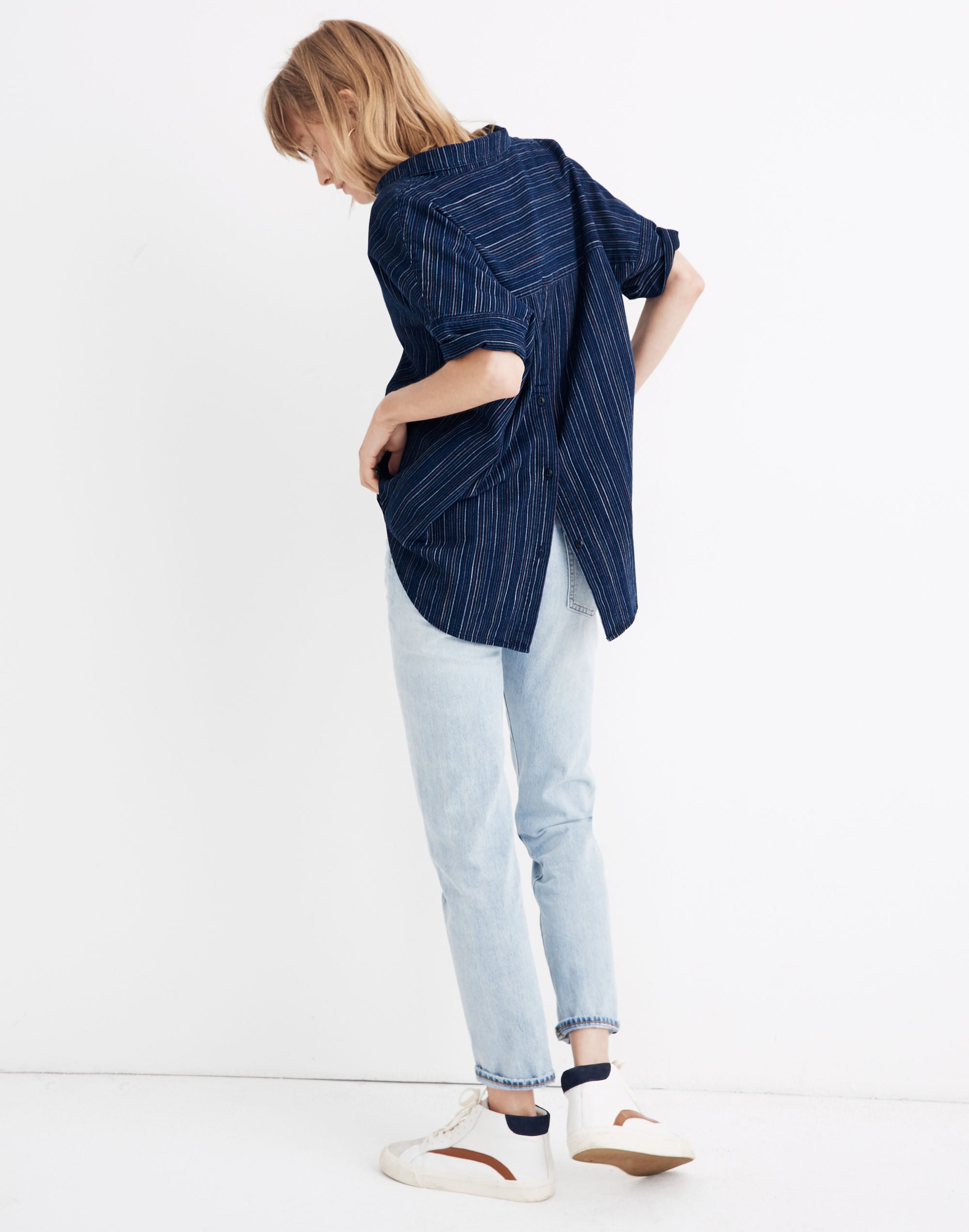 Courier Button-Back Shirt in Cecile Stripe