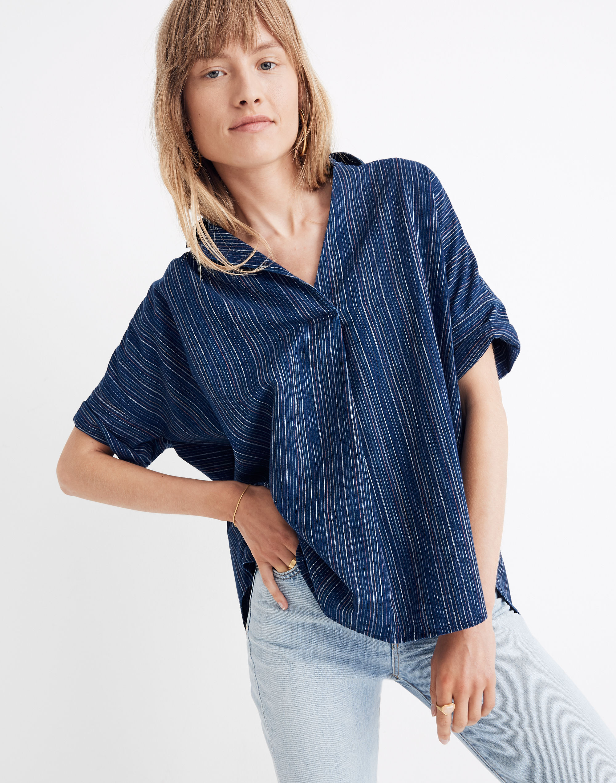 Courier Button-Back Shirt in Cecile Stripe