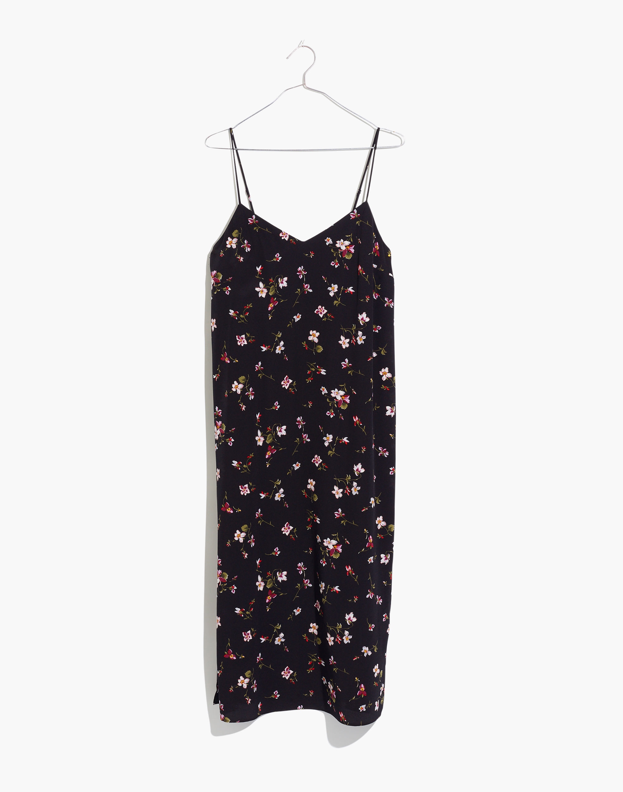 Silk Eva Side-Slit Slip Dress in Backyard Blooms