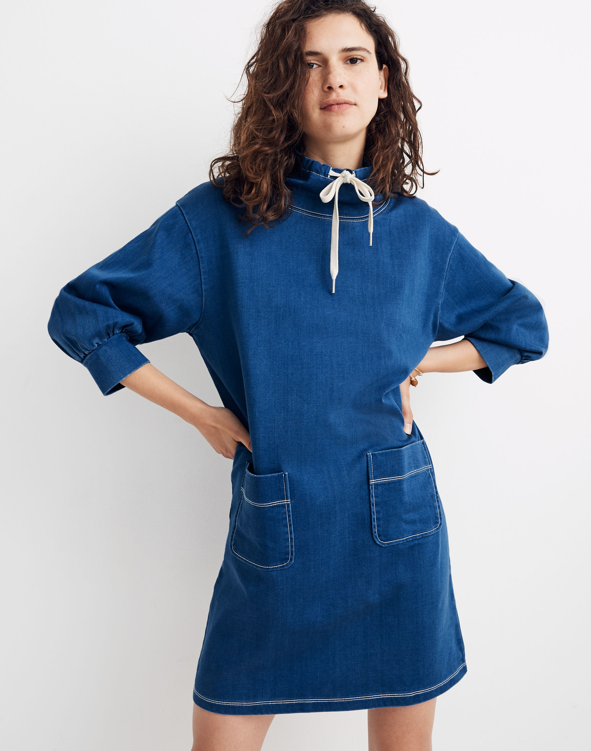 Denim Sweatshirt Tunic Dress