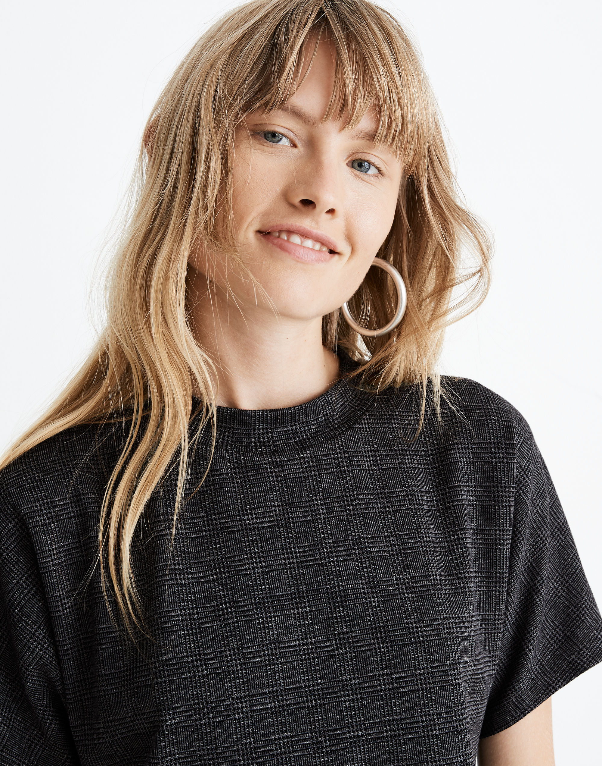 Mockneck Tee Dress in Glen Plaid