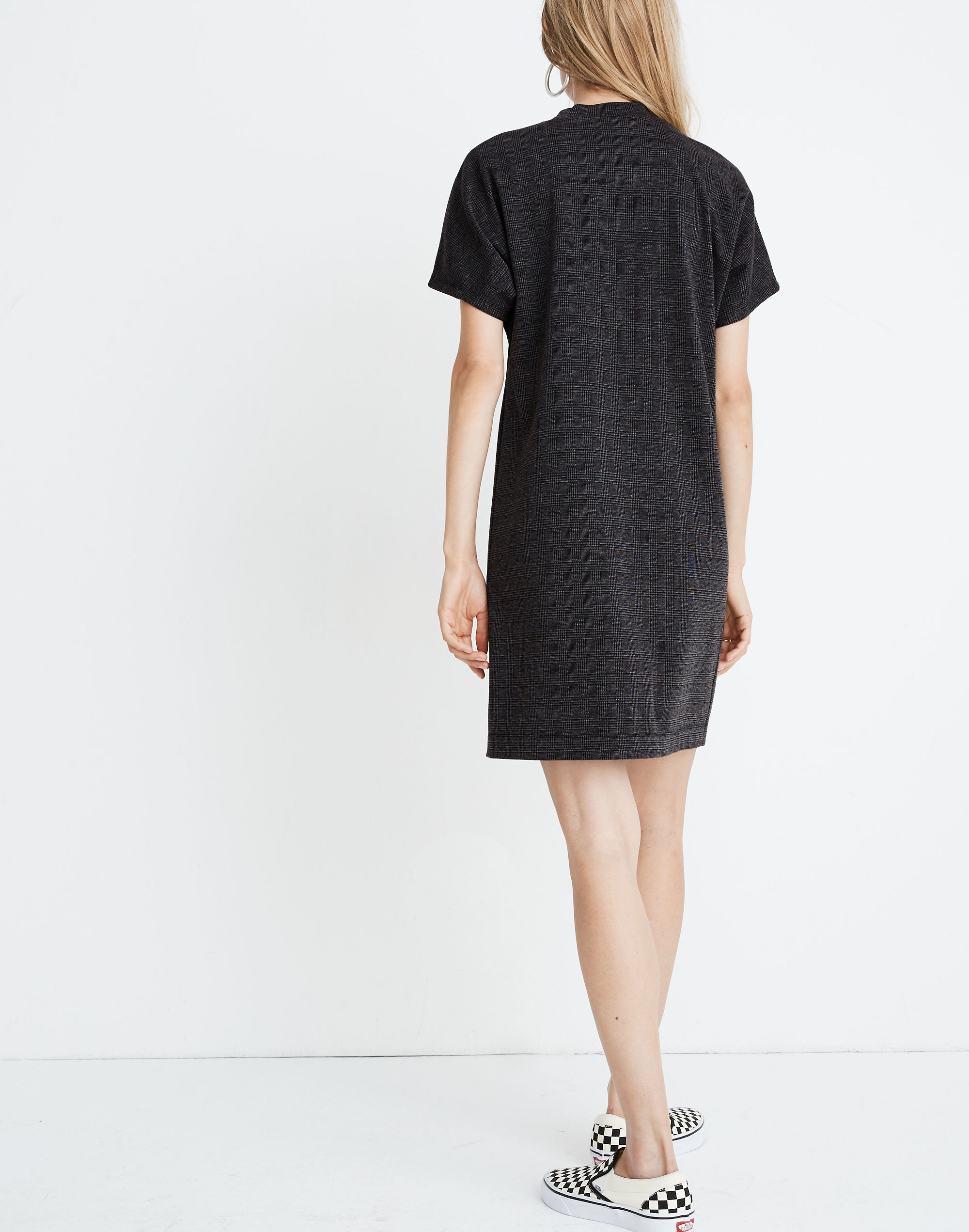 Mockneck Tee Dress in Glen Plaid