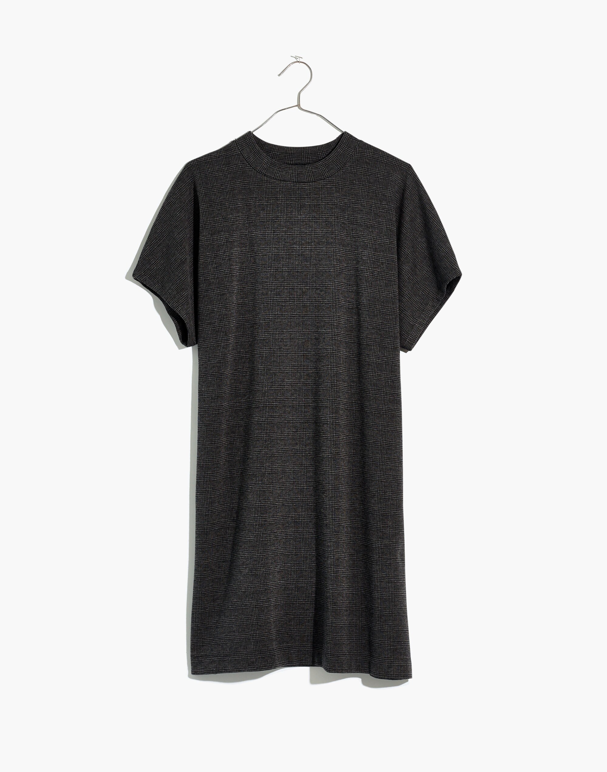 Mockneck Tee Dress in Glen Plaid