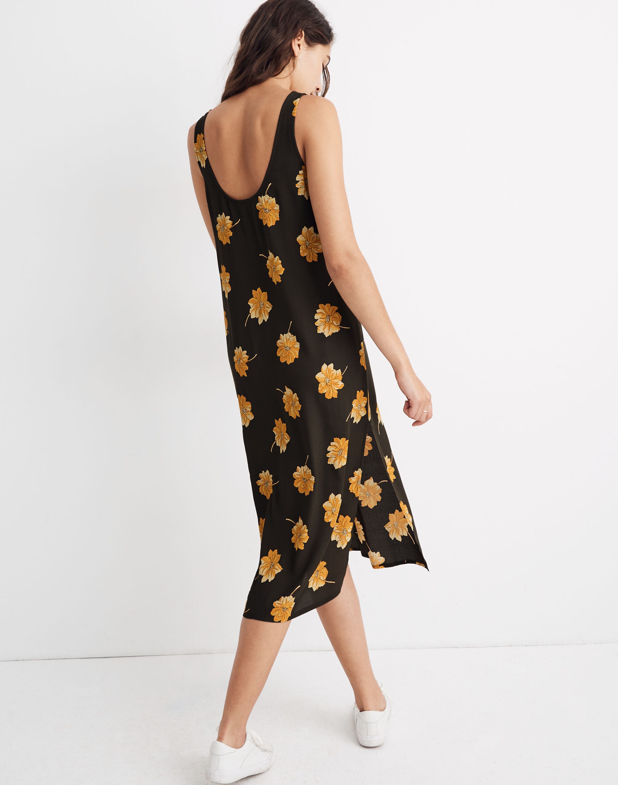 Petite Tank Midi Dress in Fall Flowers