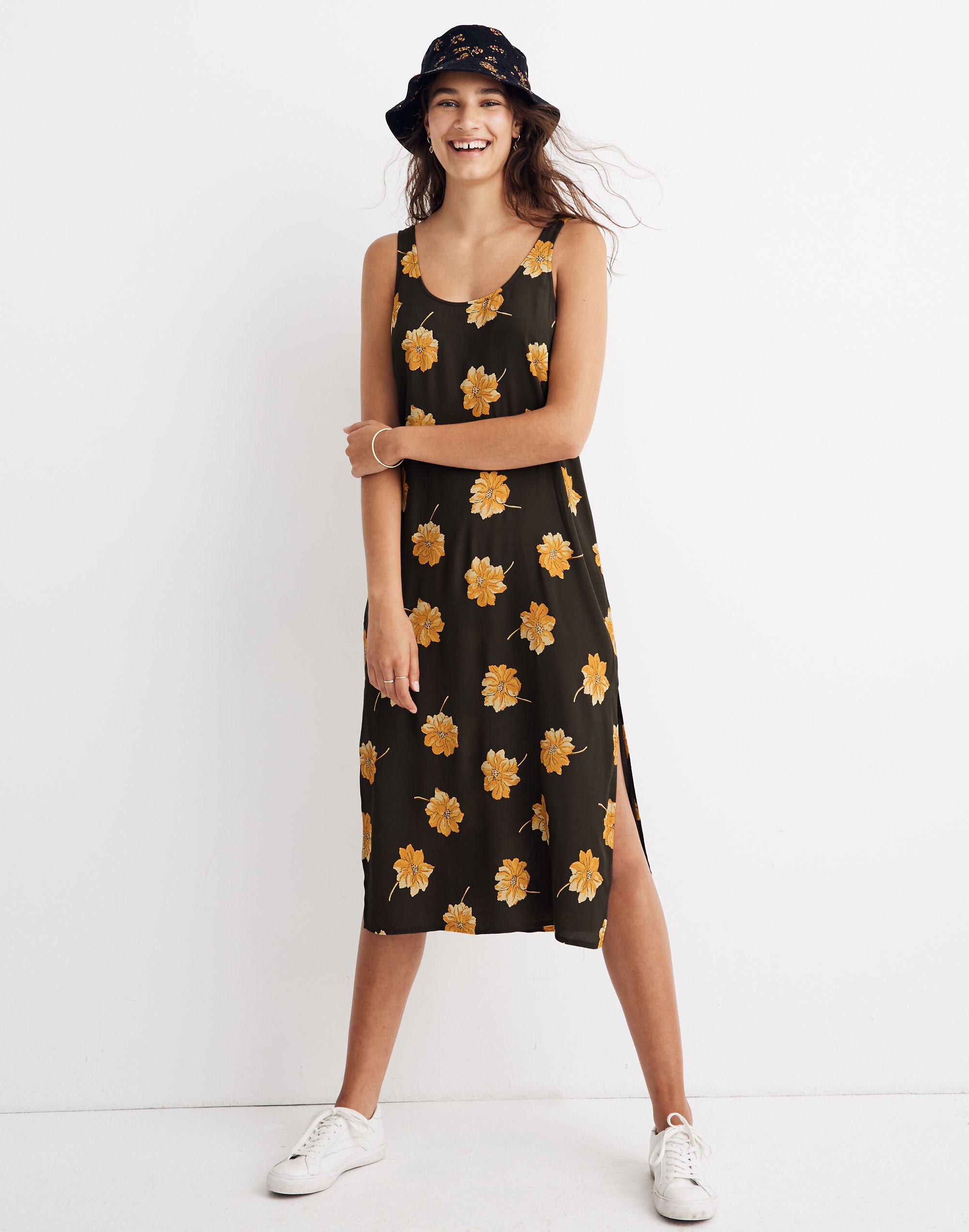 Tank Midi Dress in Fall Flowers