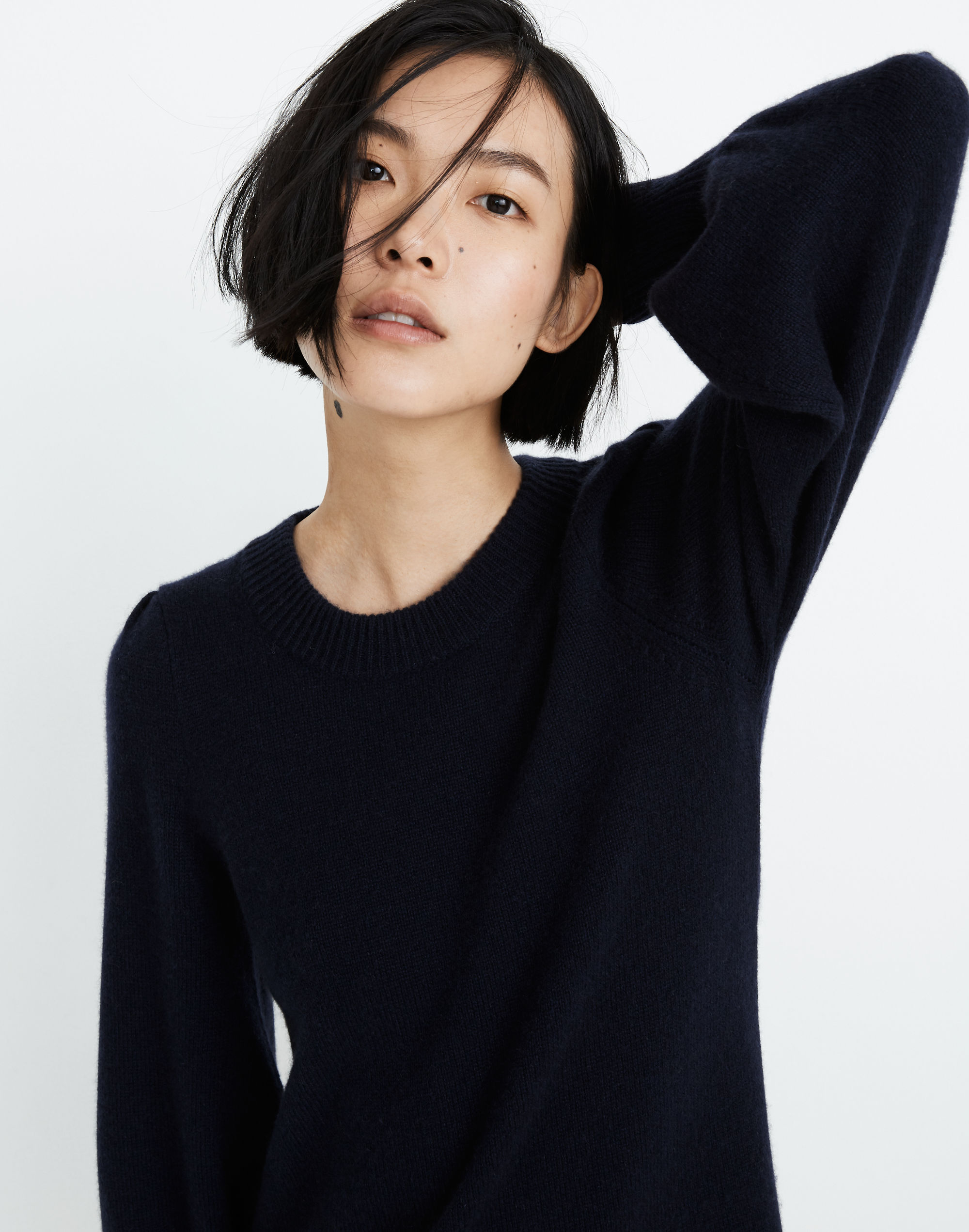 Cashmere Puff-Sleeve Sweater Dress