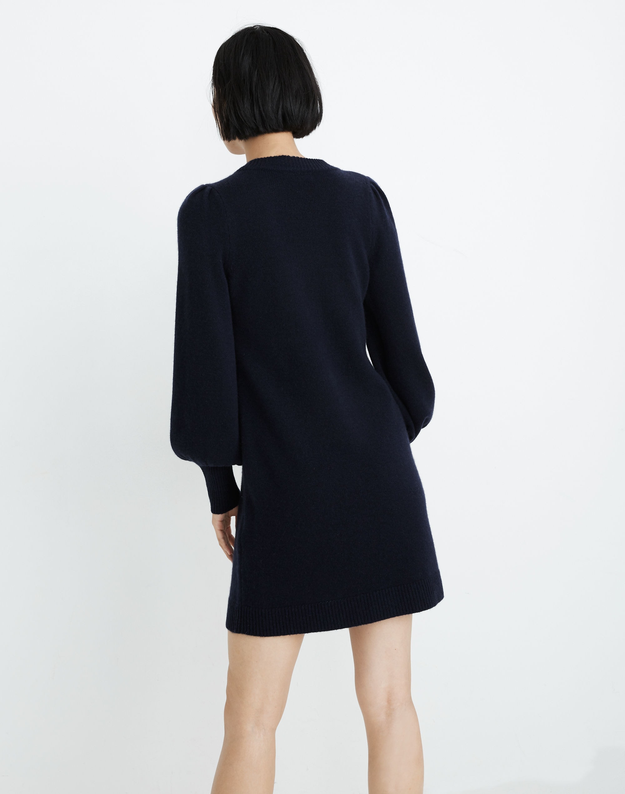 Cashmere Puff-Sleeve Sweater Dress