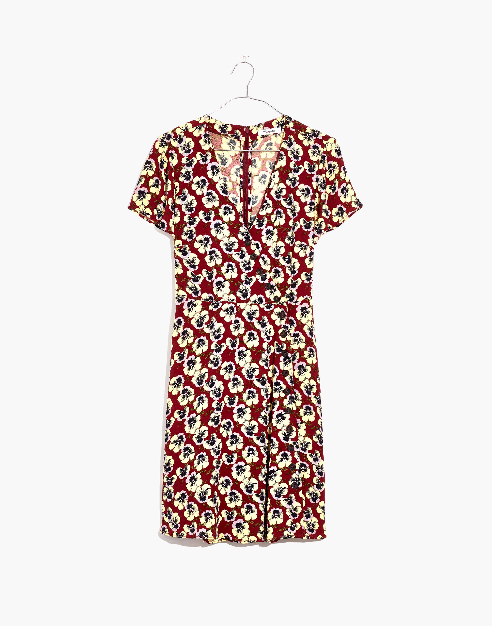 Button-Wrap Dress in Viola Floral