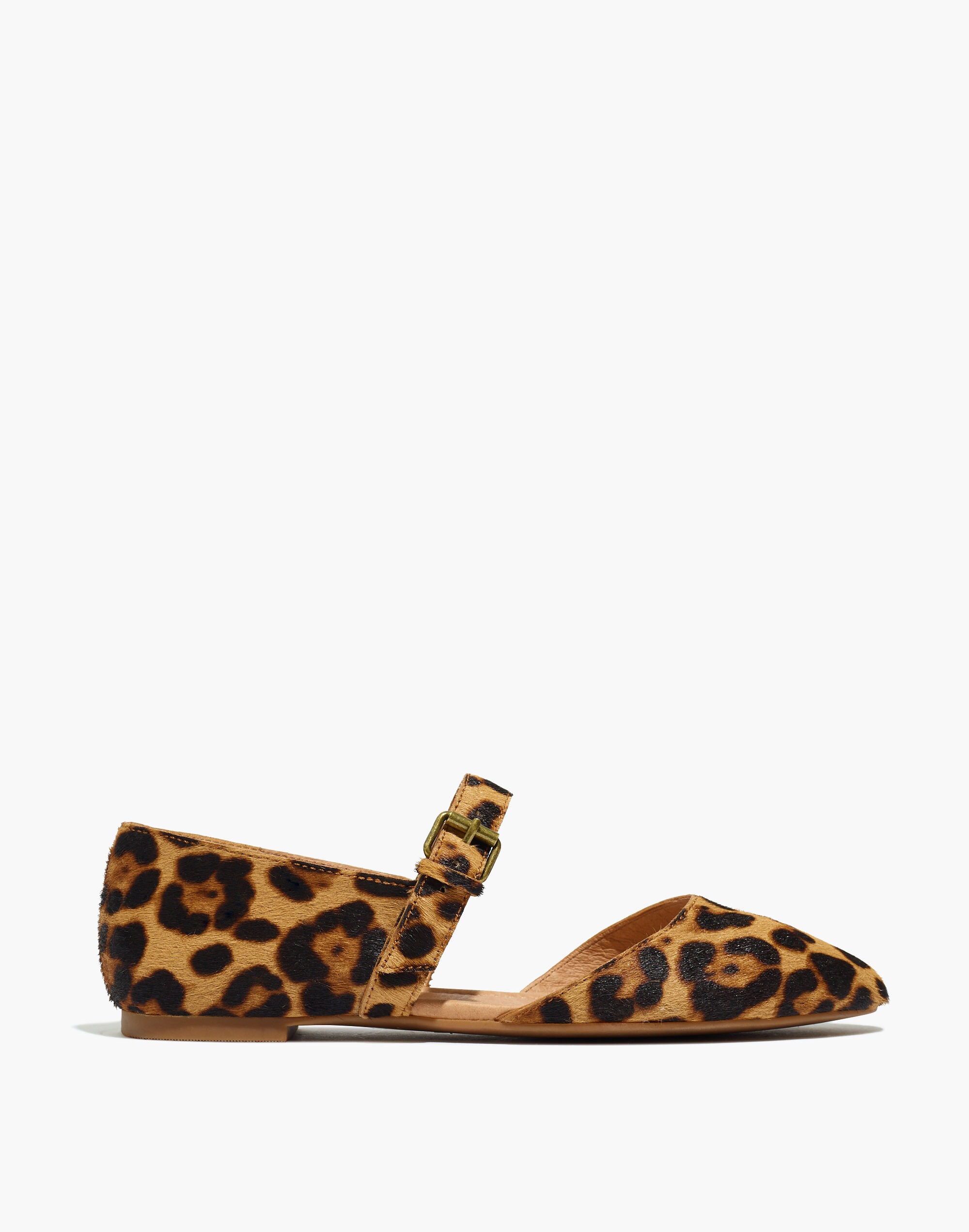 The Alina Mary-Jane Flat in Leopard Calf Hair