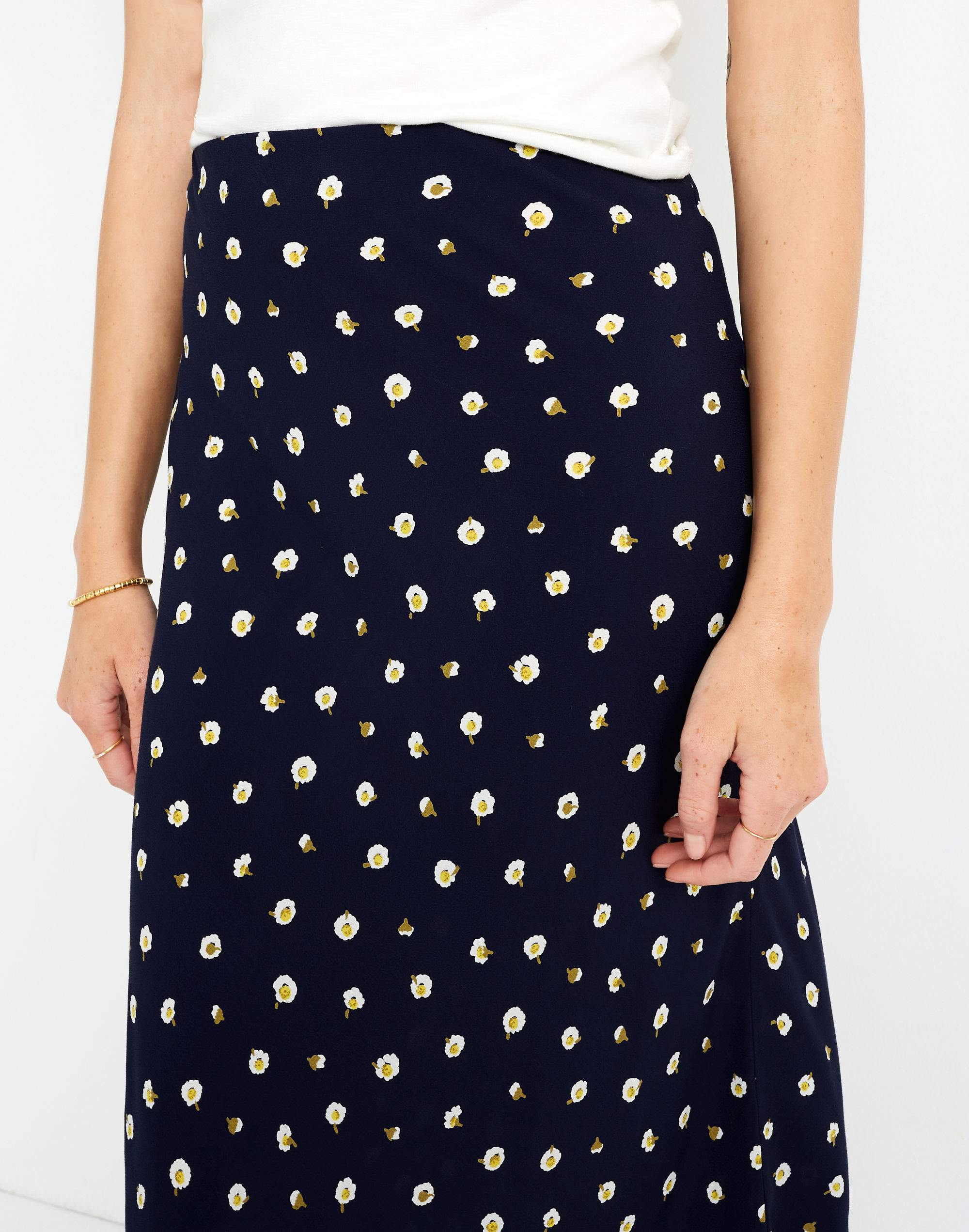 Midi Slip Skirt in Daisy Dots