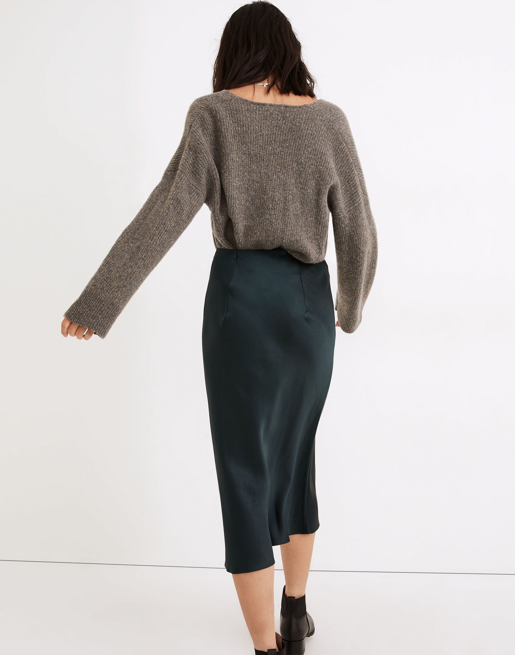 Satin Midi Slip Skirt