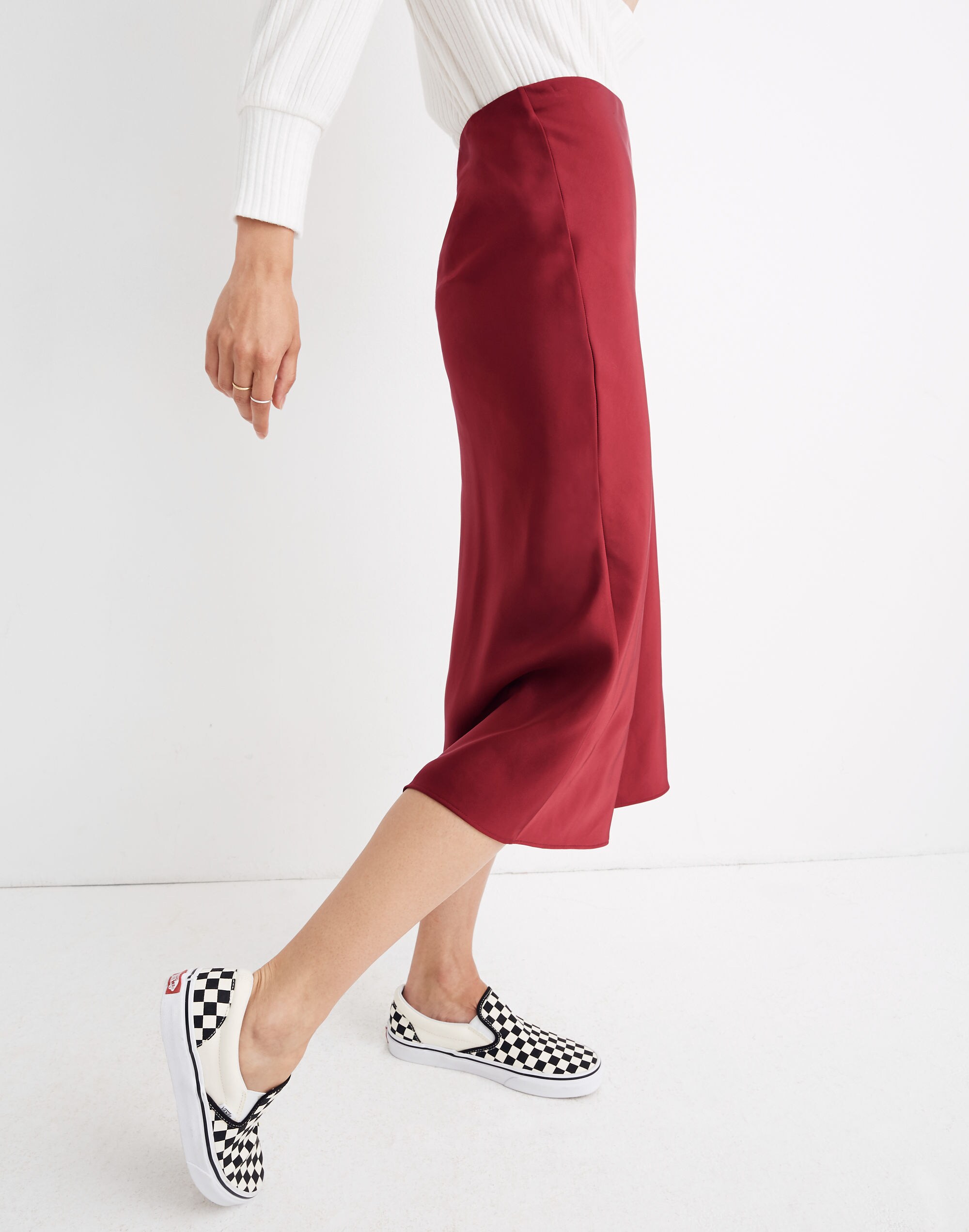 Satin Midi Slip Skirt