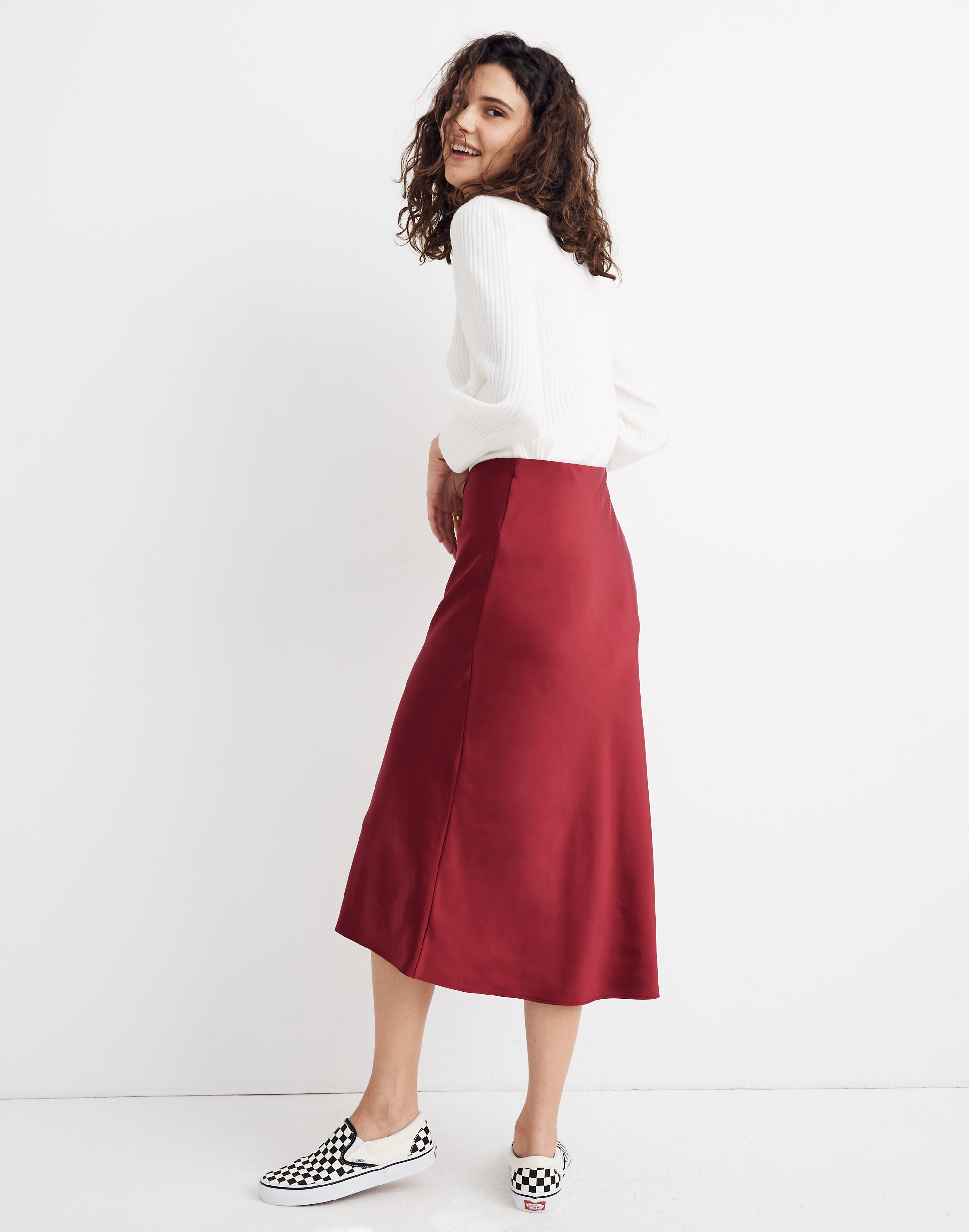 Satin Midi Slip Skirt