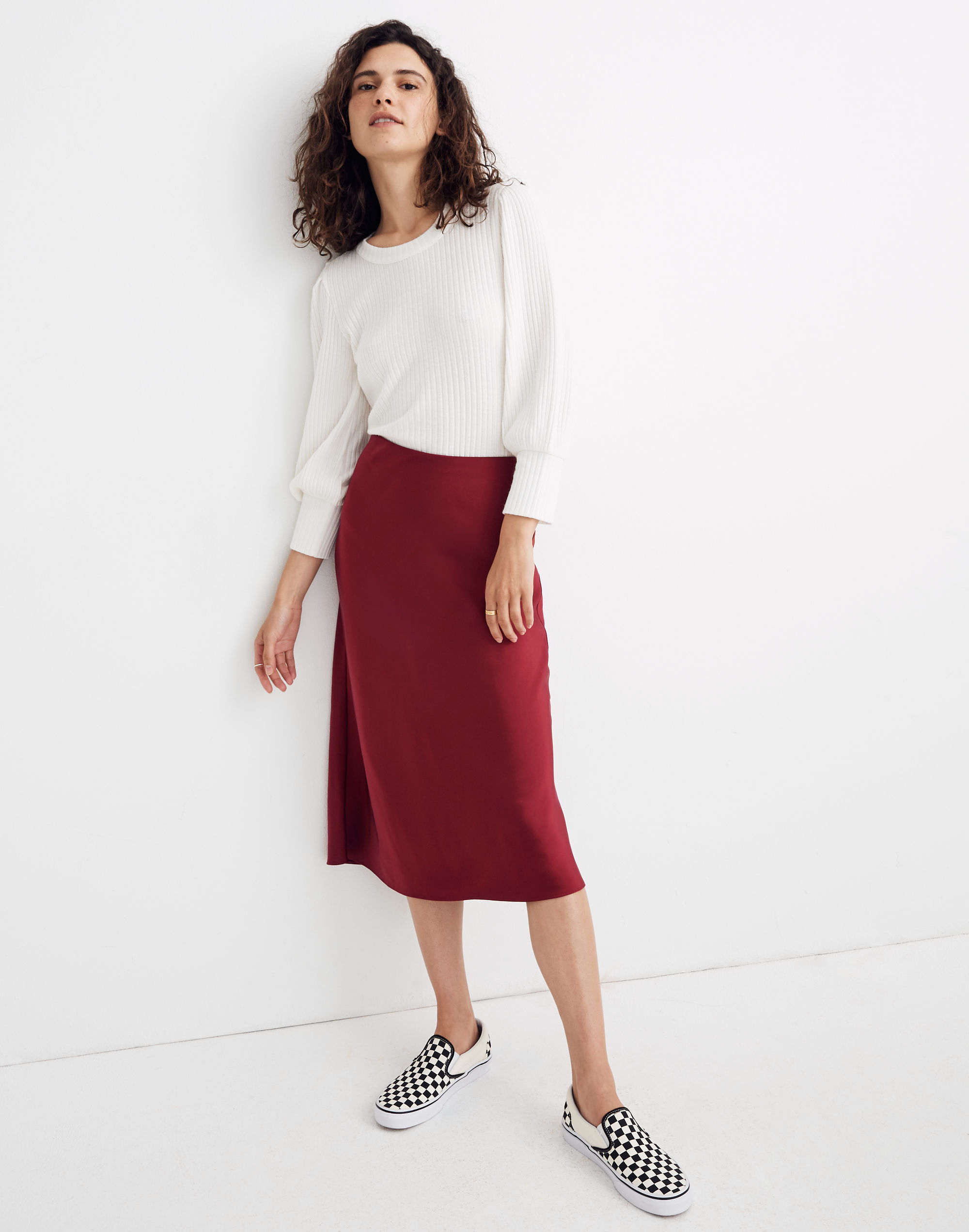 Satin Midi Slip Skirt