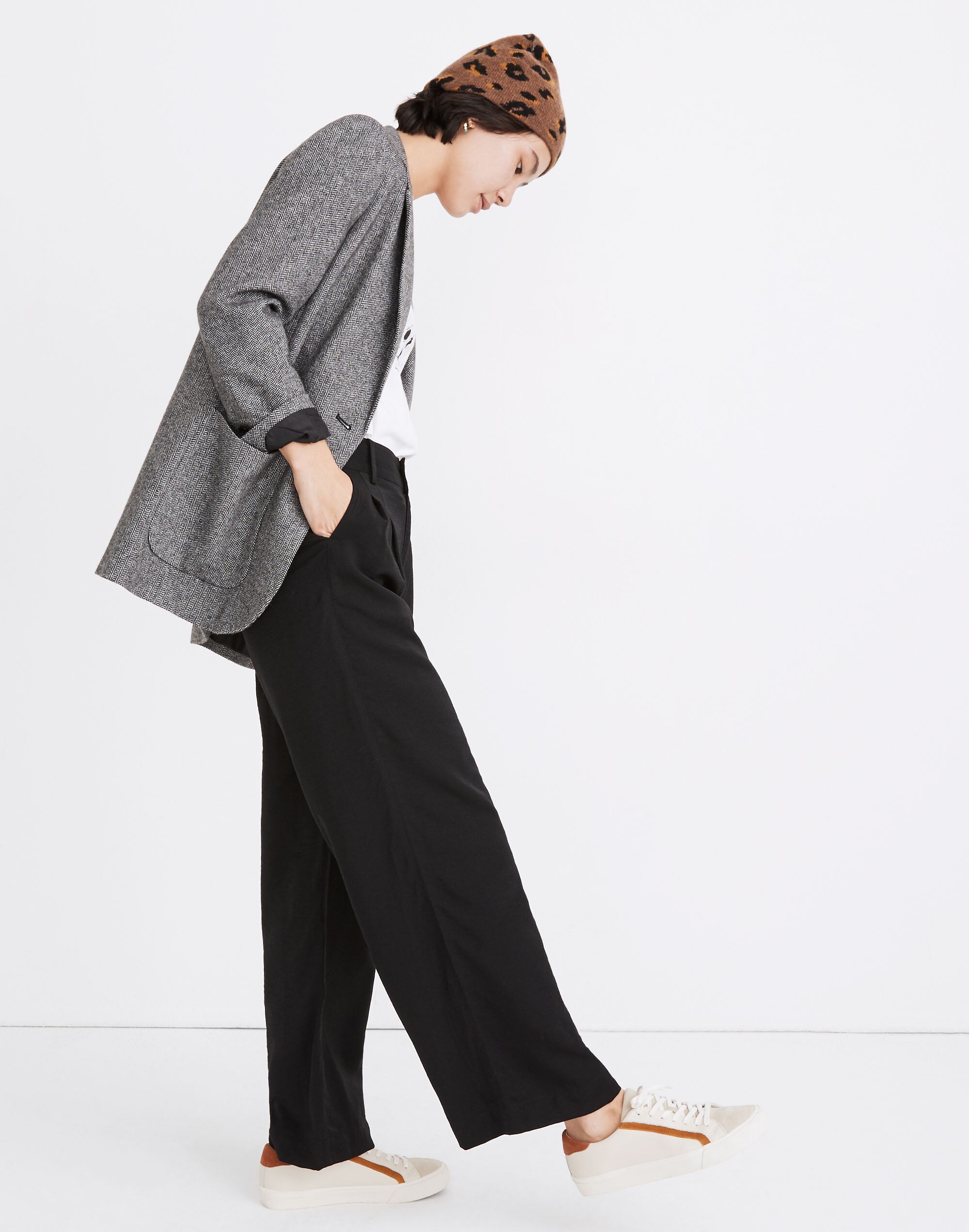 Drapey Pleated Wide-Leg Pants