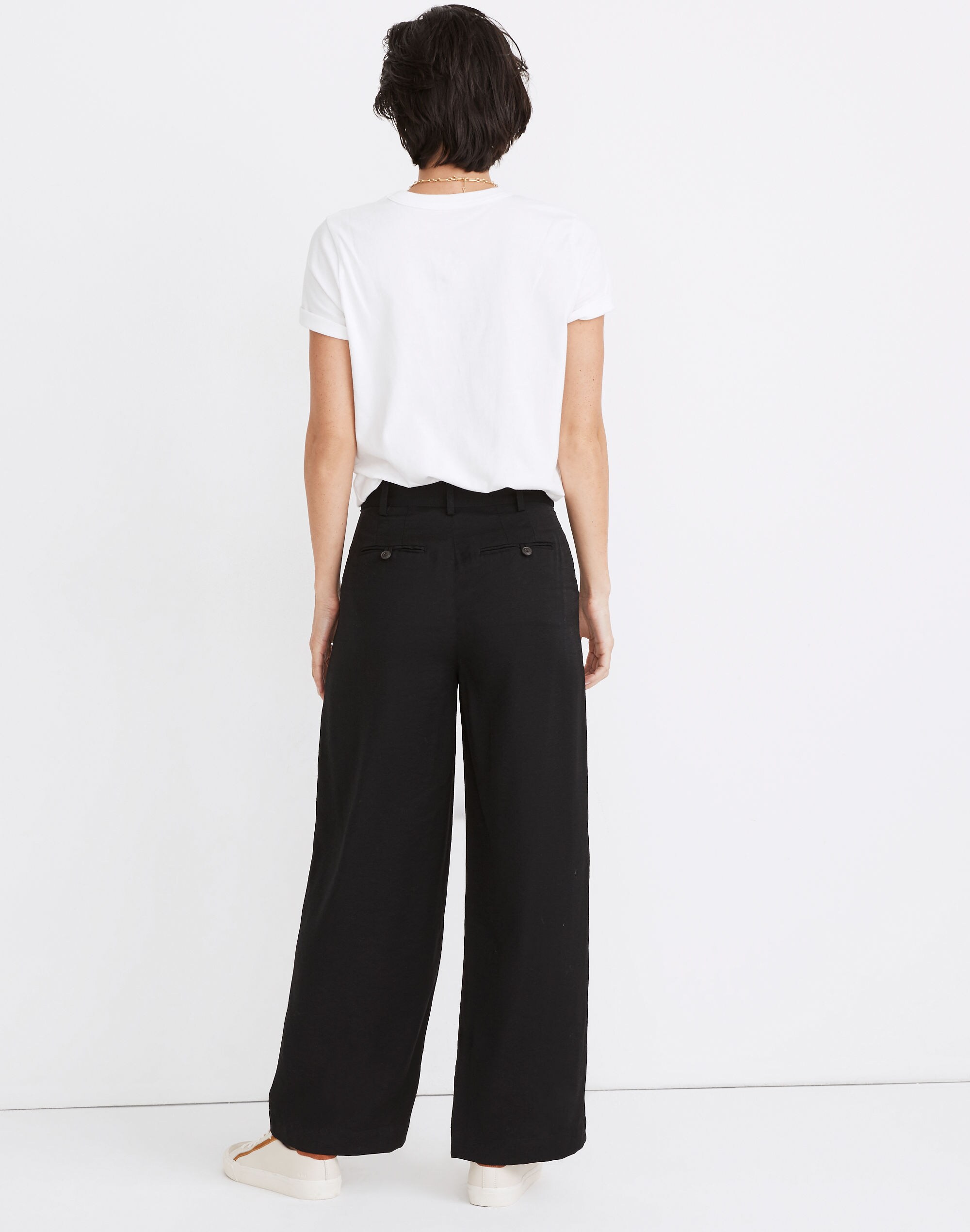 Drapey Pleated Wide-Leg Pants