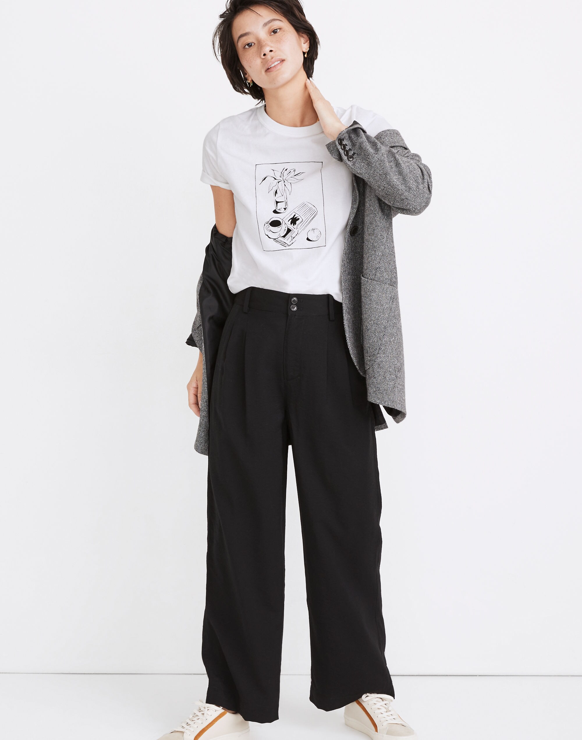 Drapey Pleated Wide-Leg Pants