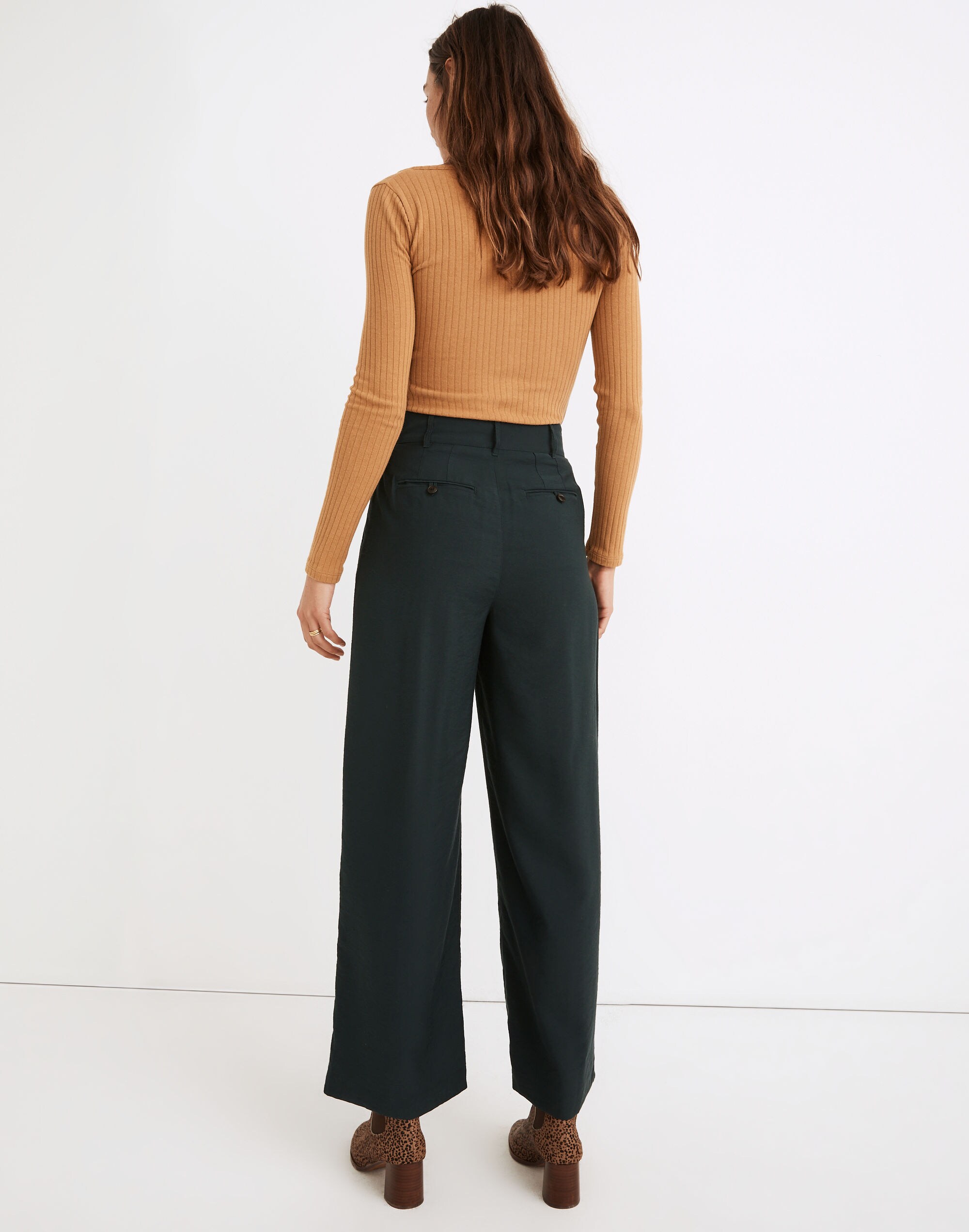 Drapey Pleated Wide-Leg Pants