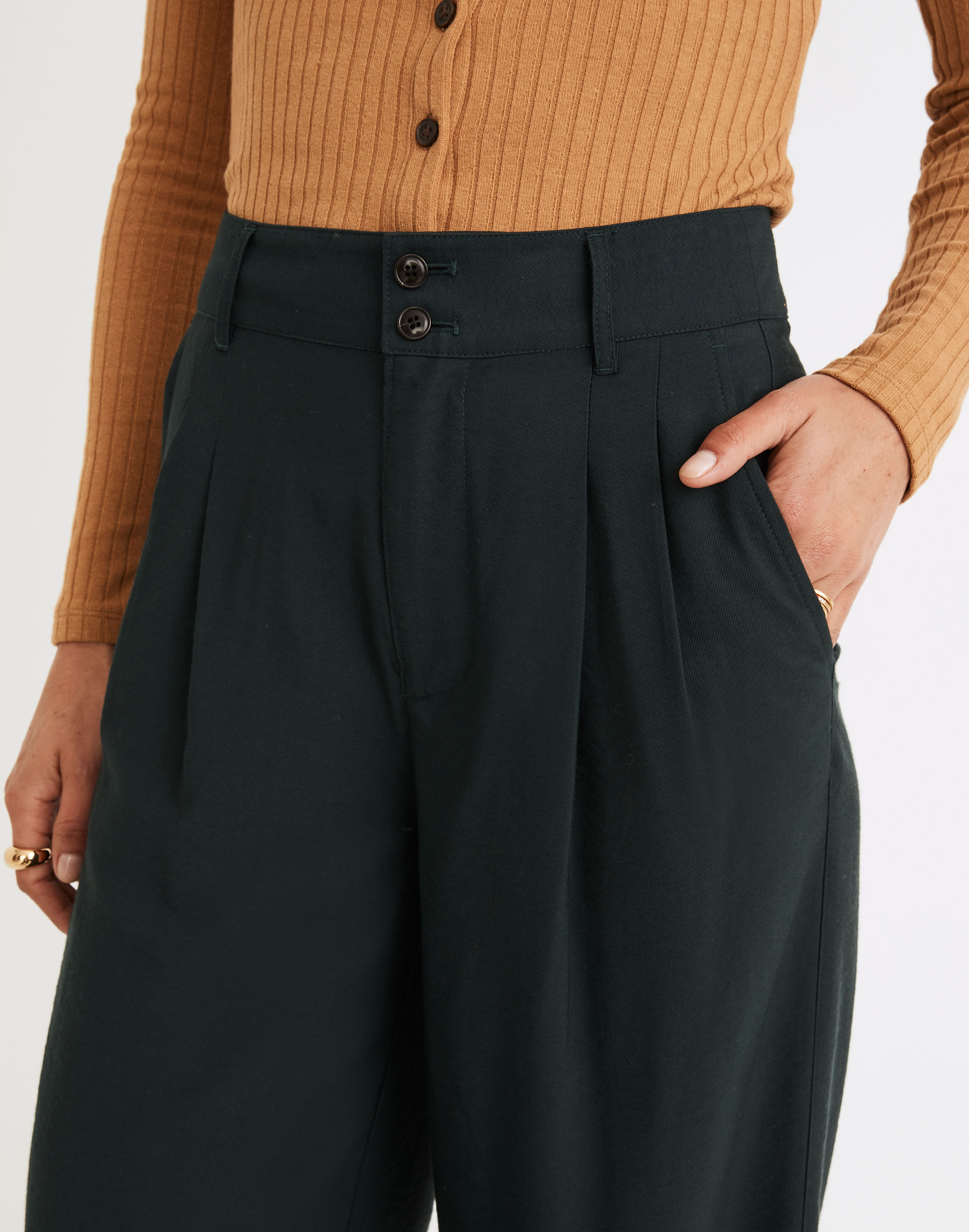 Drapey Pleated Wide-Leg Pants