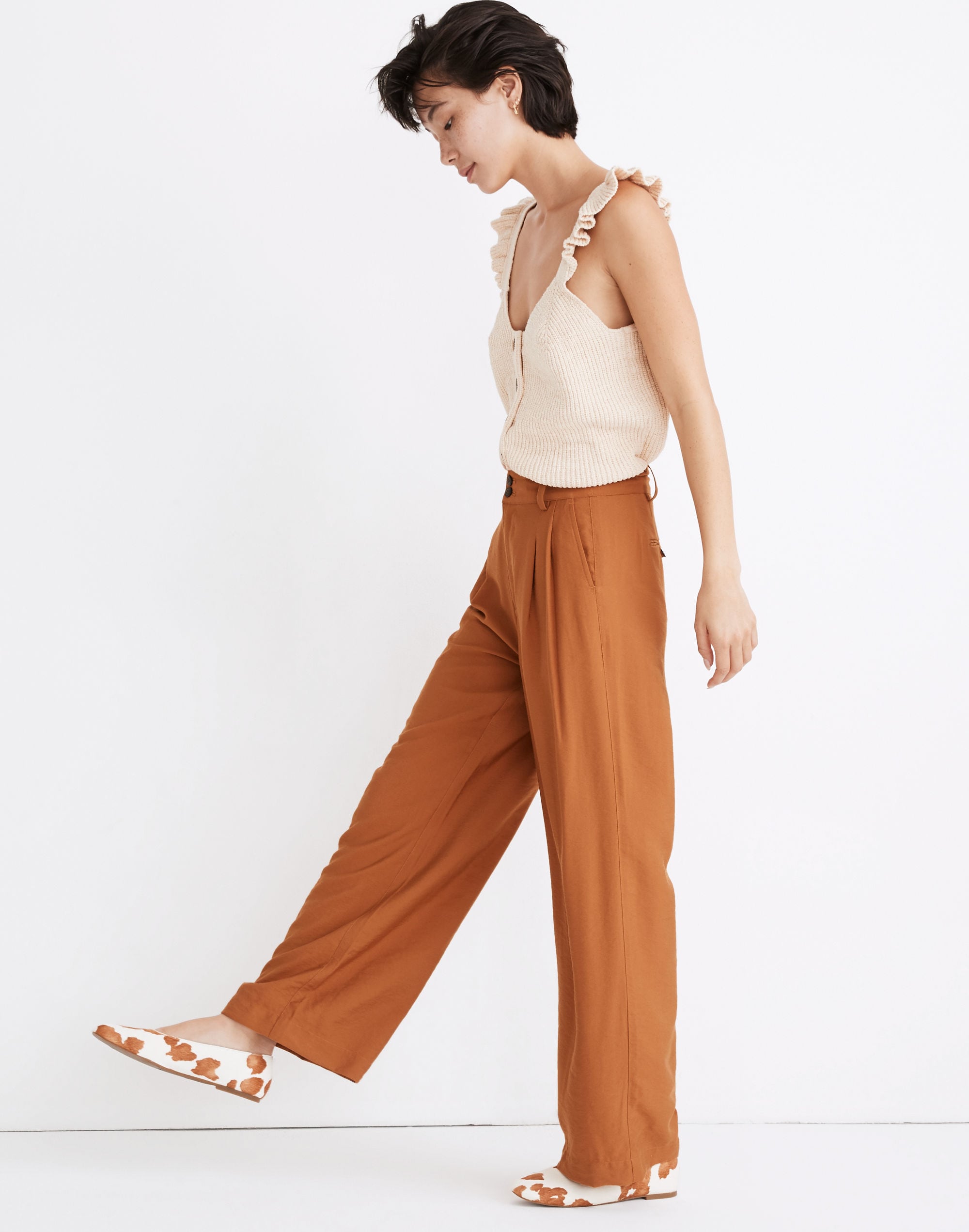 Petite Drapey Pleated Wide-Leg Pants
