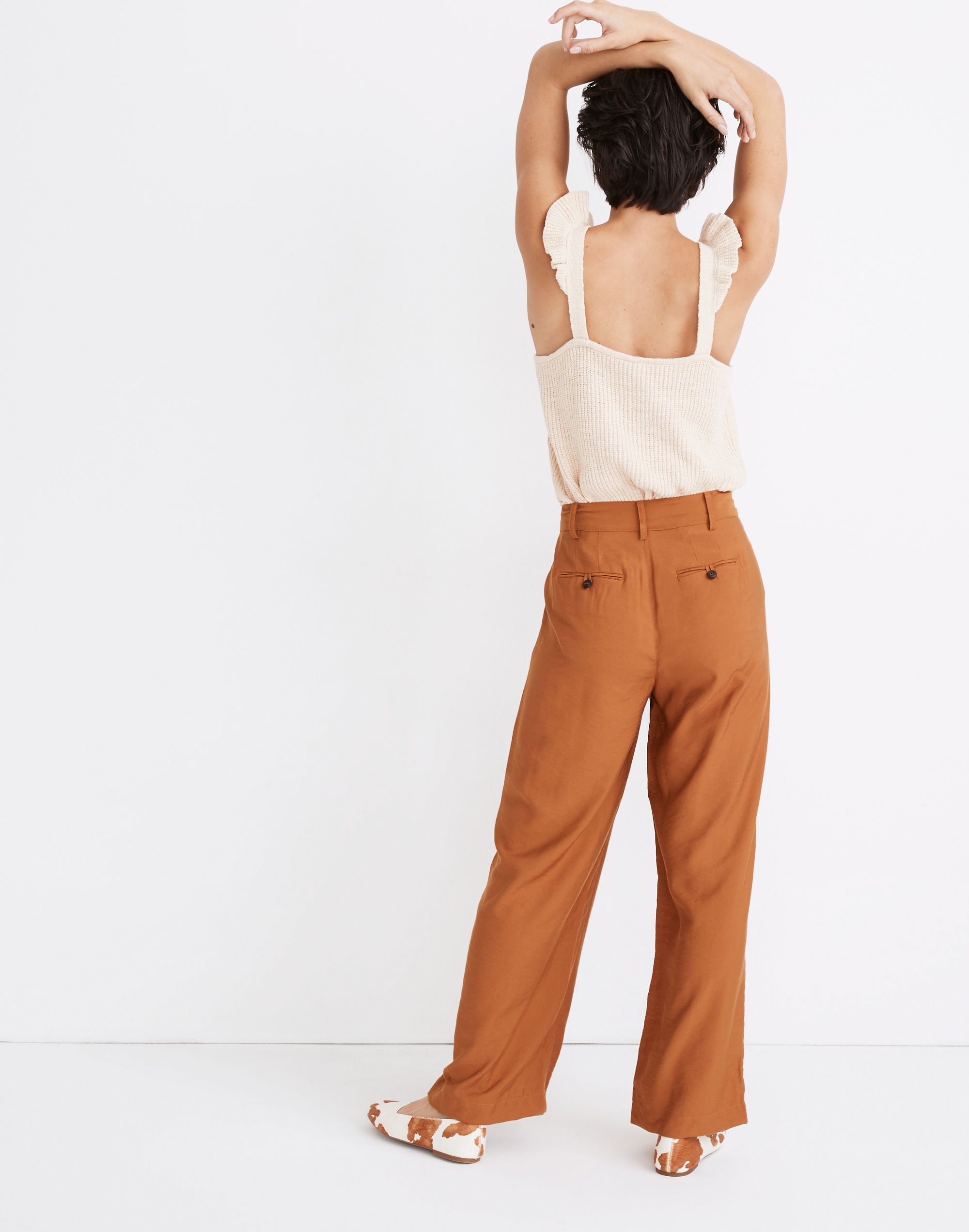 Petite Drapey Pleated Wide-Leg Pants