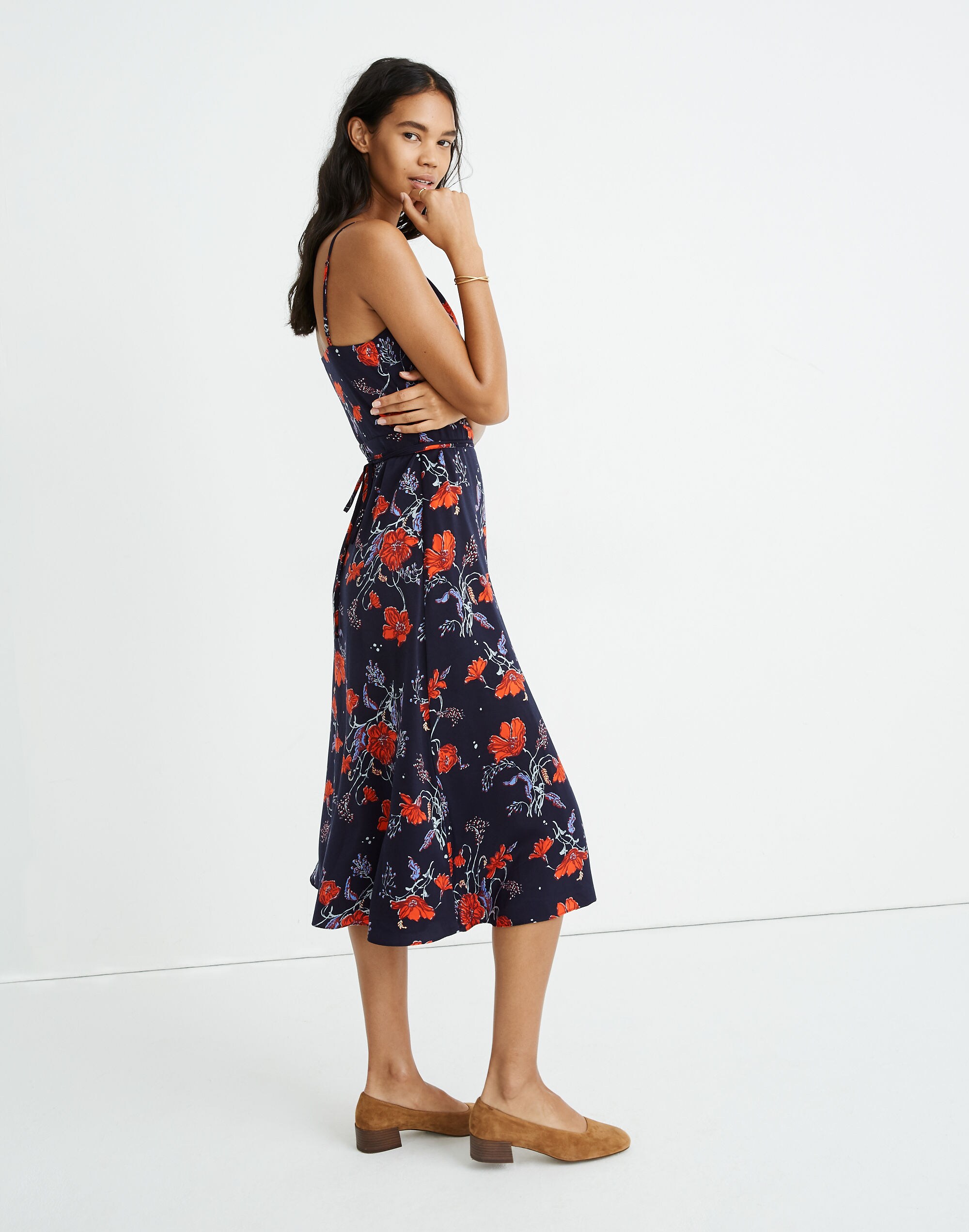 Tall Cami Wrap Dress in Windblown Poppies