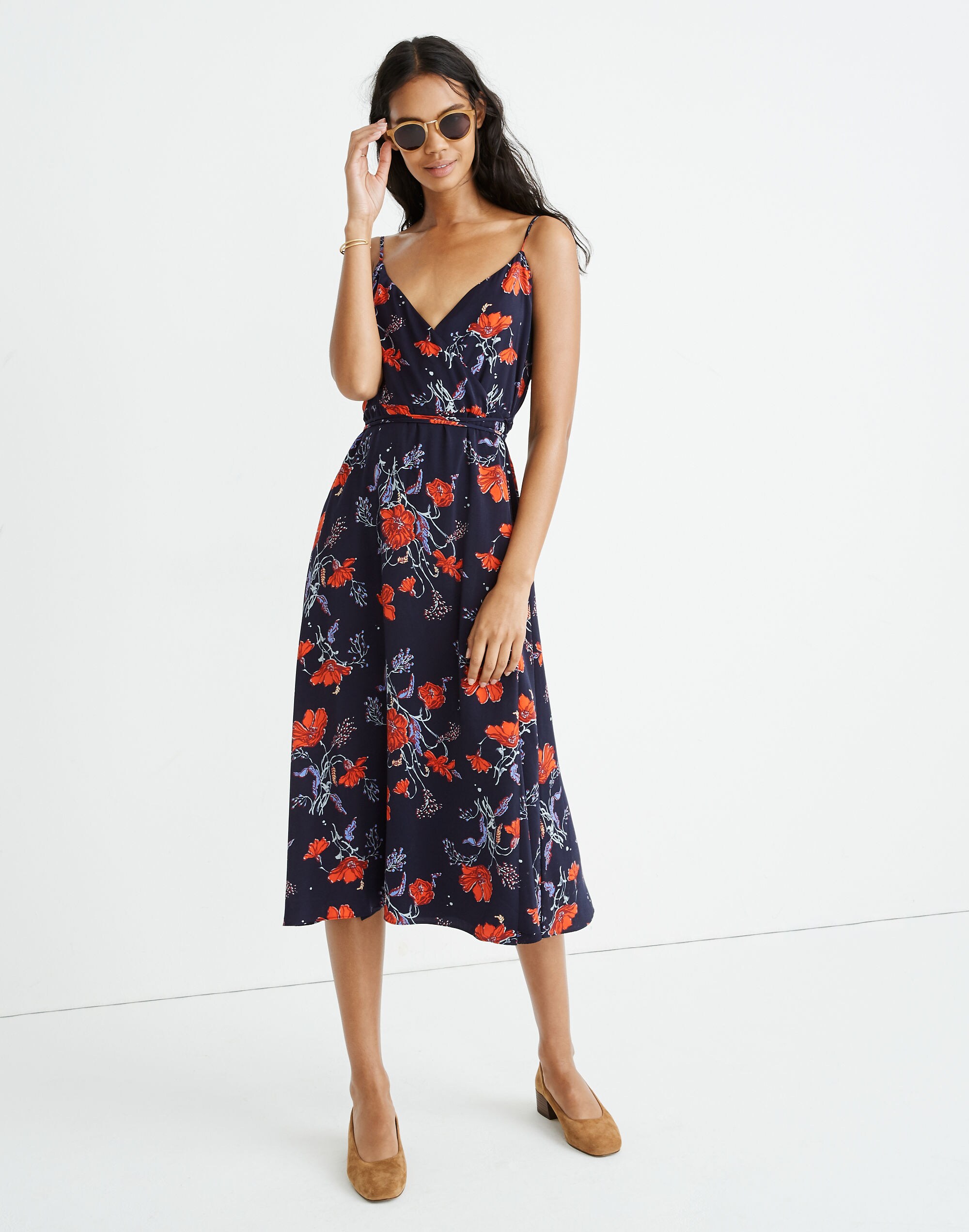 Tall Cami Wrap Dress in Windblown Poppies