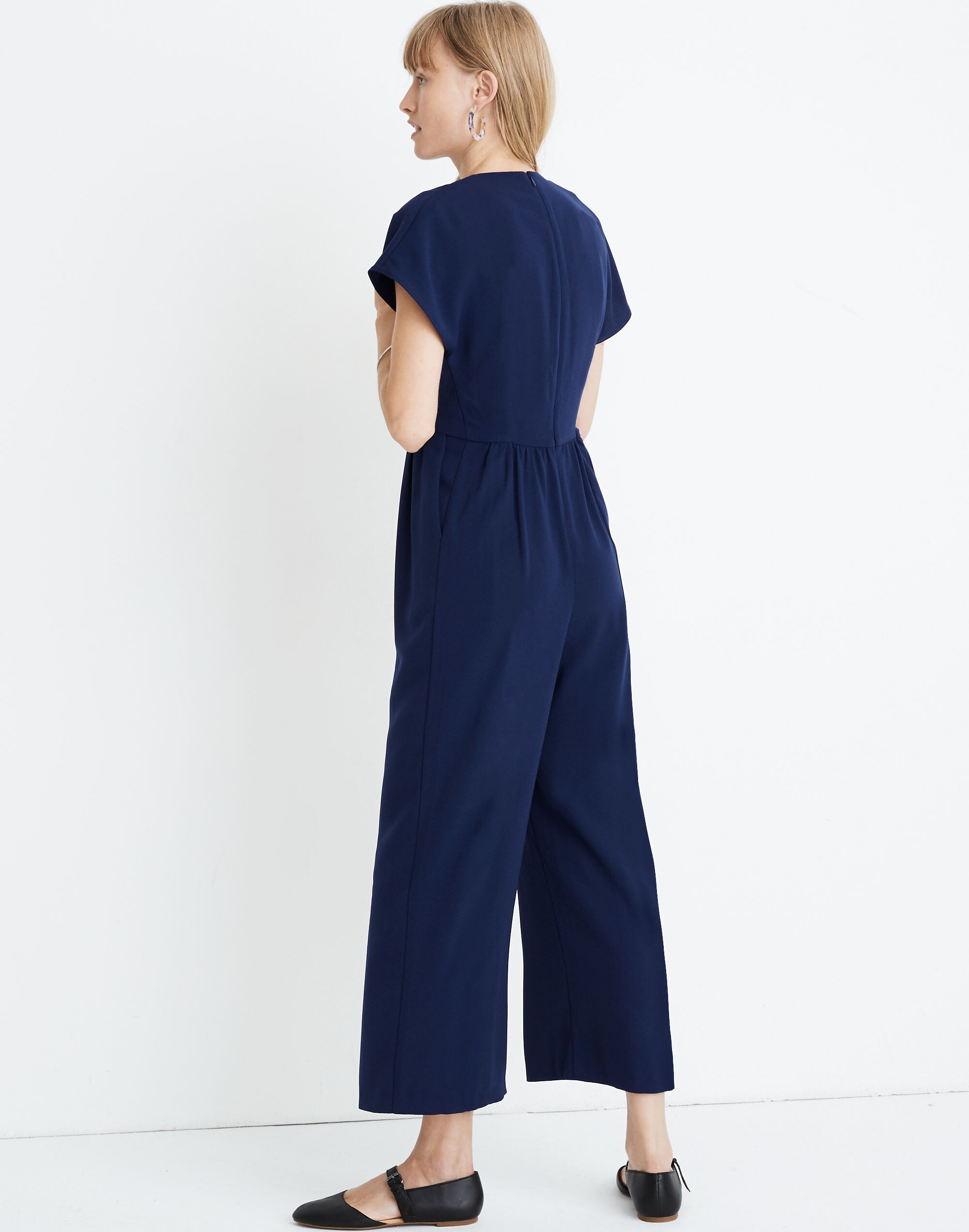V-Neck Button-Front Jumpsuit