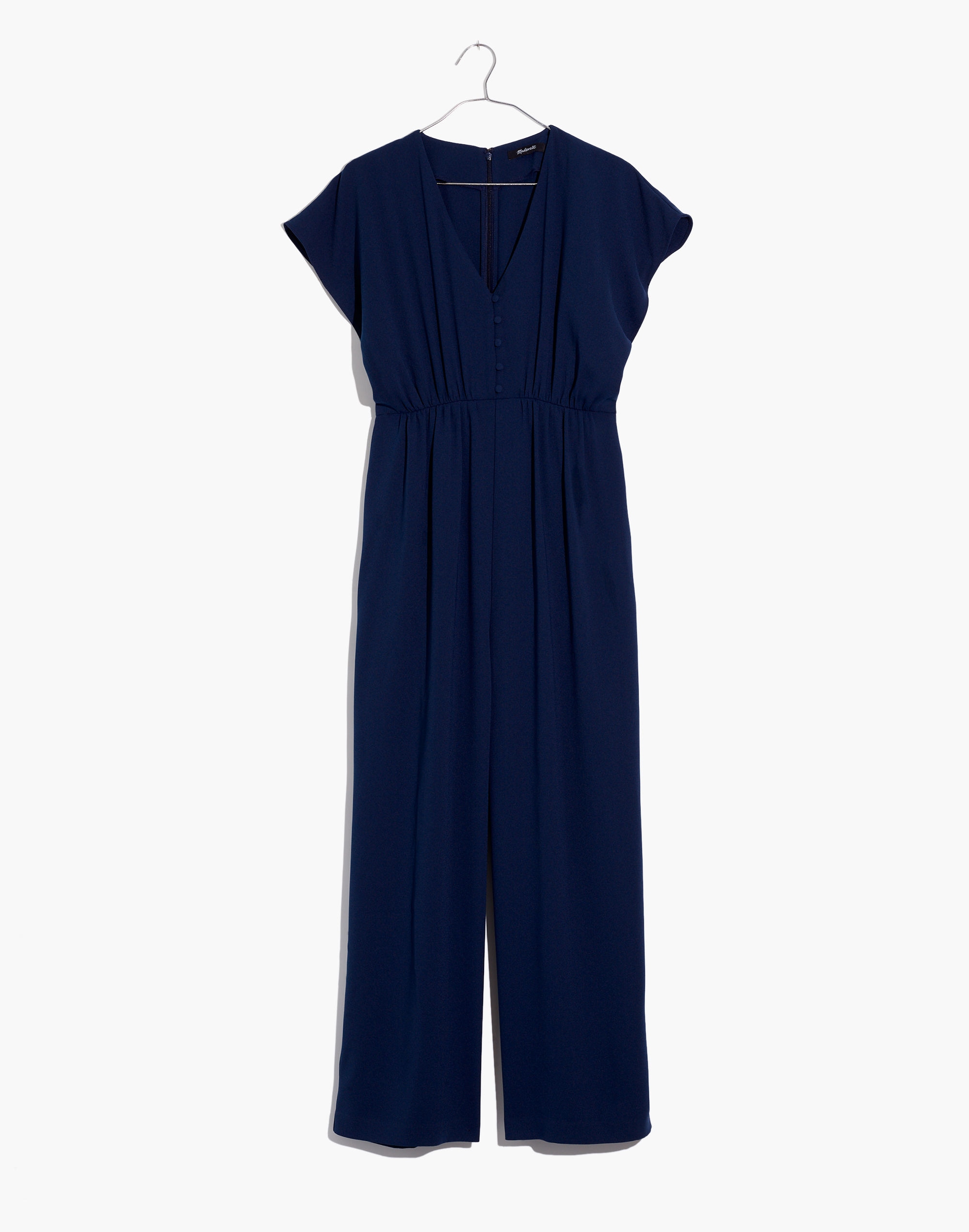 V-Neck Button-Front Jumpsuit