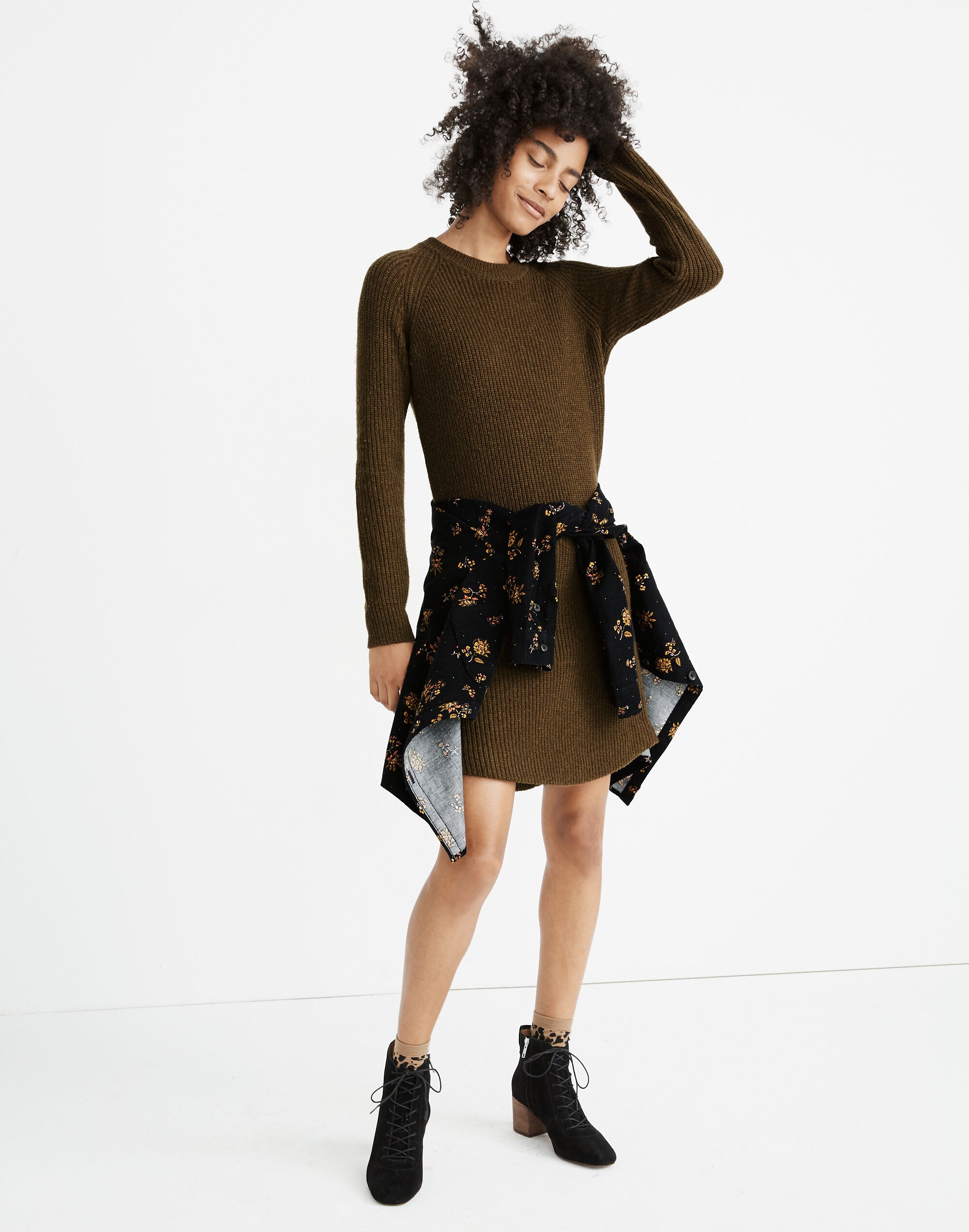 Curved-Hem Sweater Dress