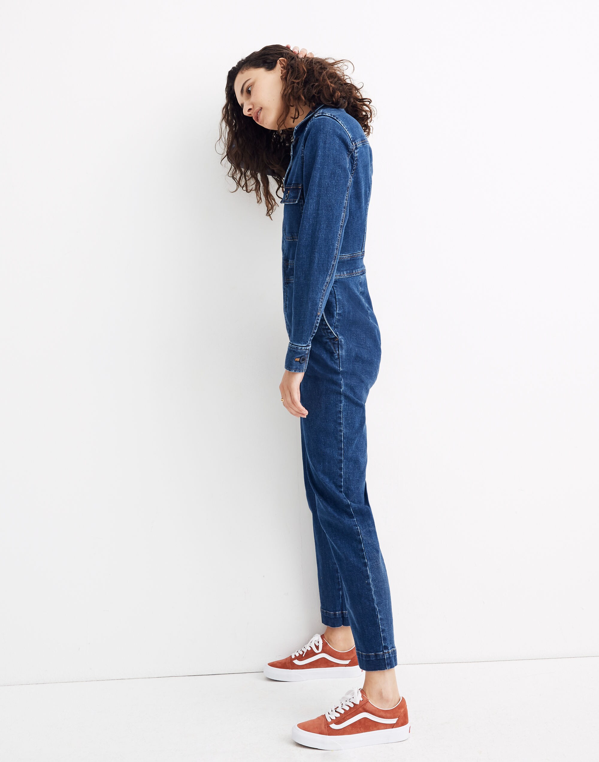 Denim Slim Coverall Jumpsuit in Stanwick Wash