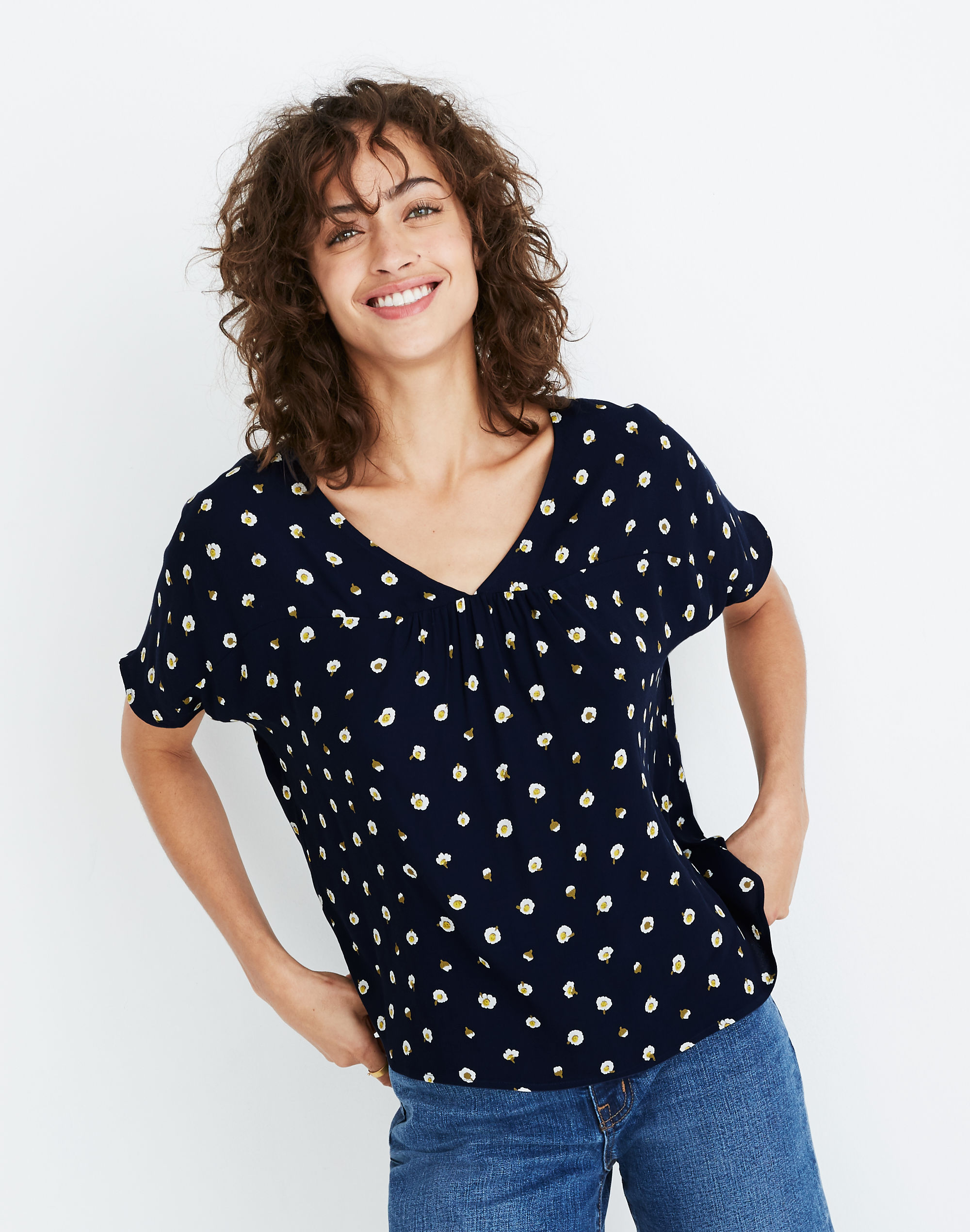 rhyme top in daisy dots