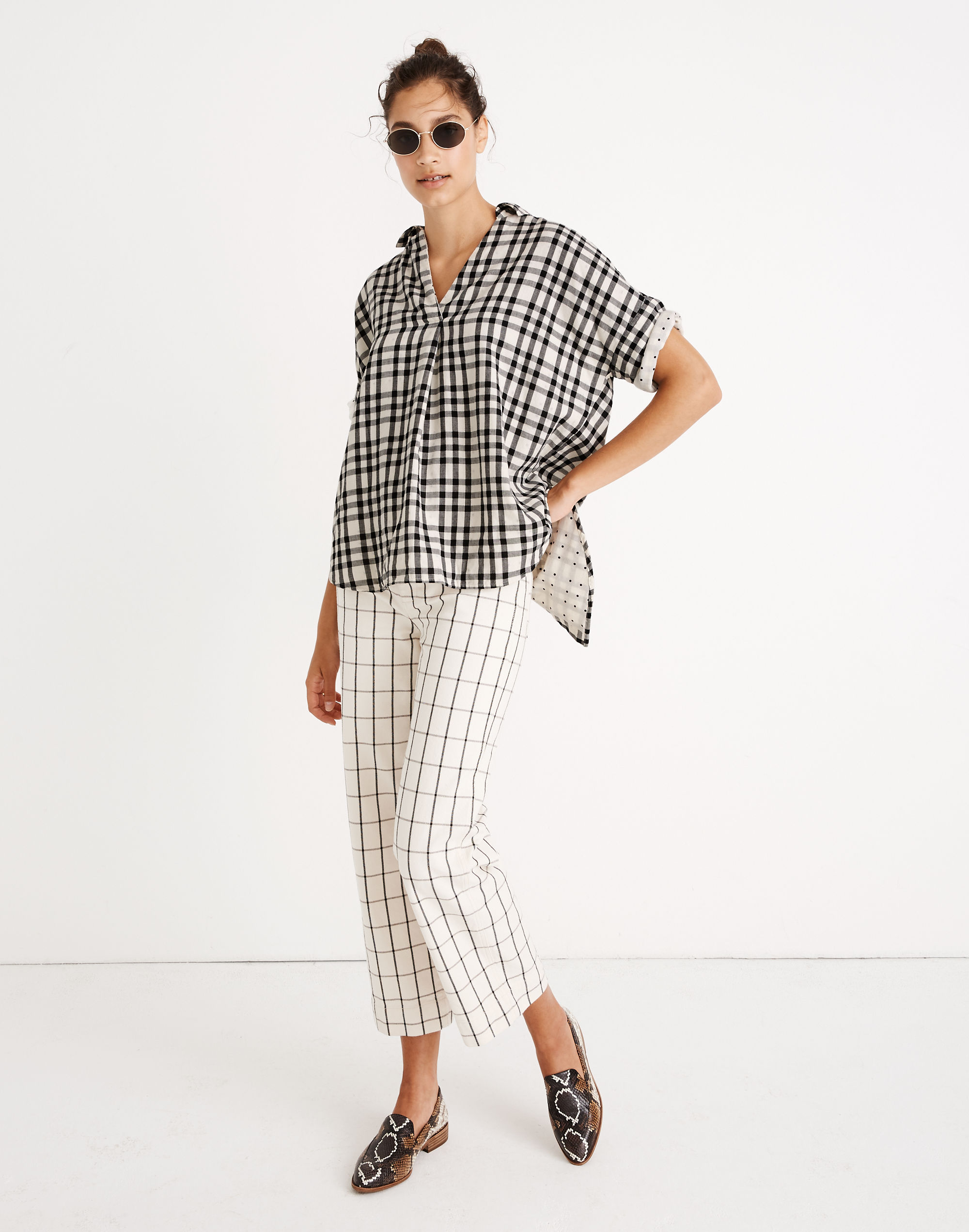 Courier Button-Back Shirt in Double-Faced Plaid