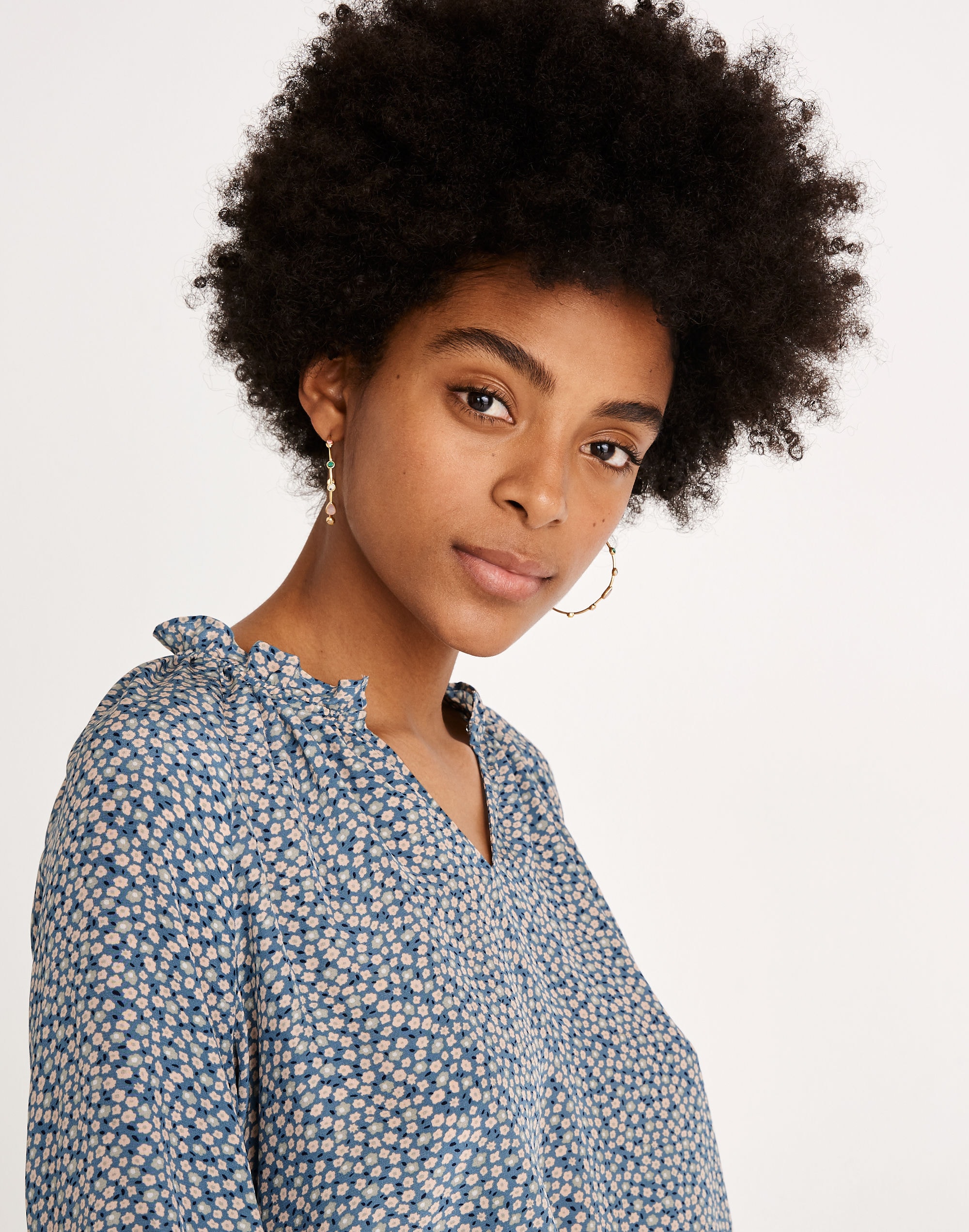 Silk Poet Top in Bitsy Floral