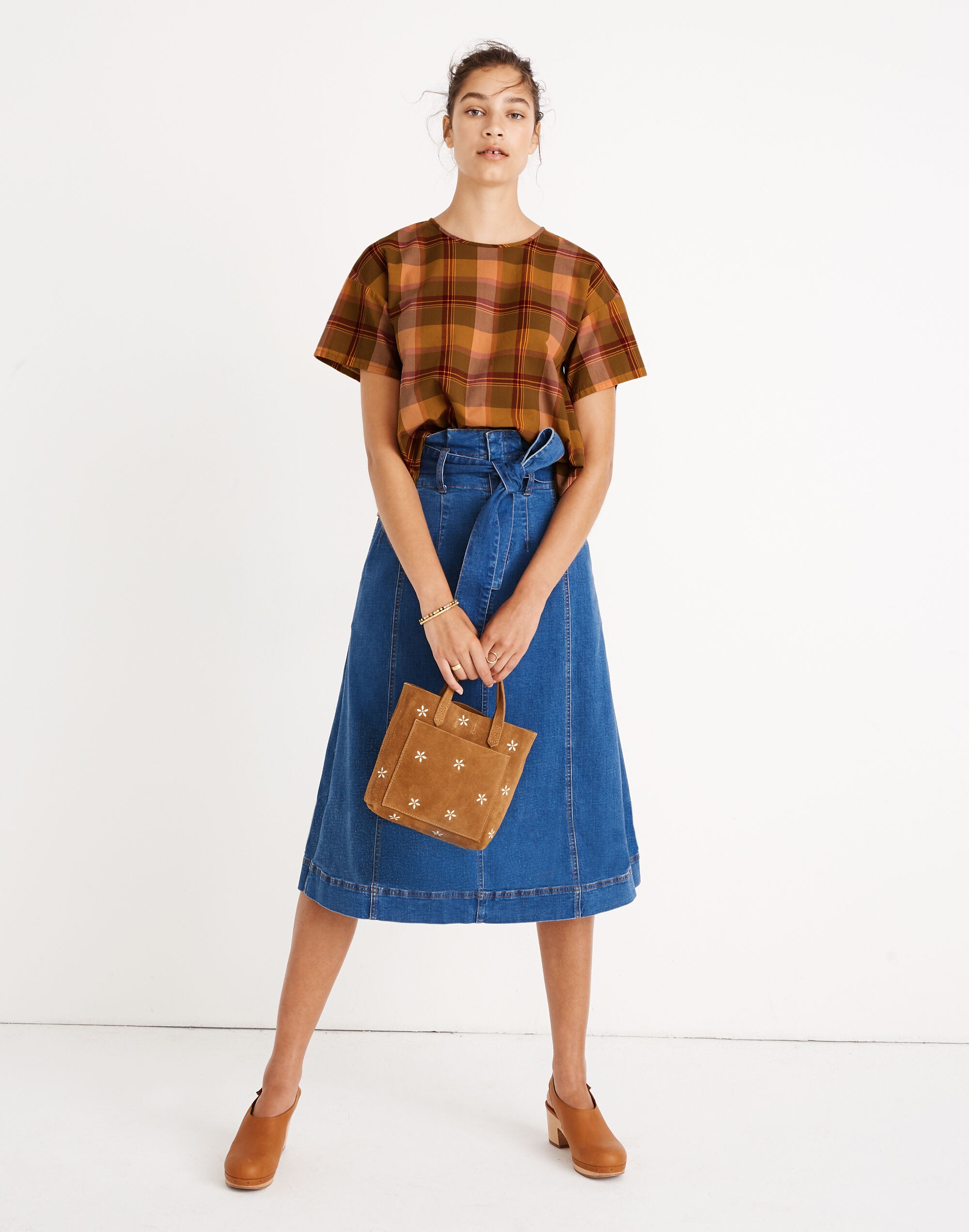 Boxy Button-Back Top in Plaid