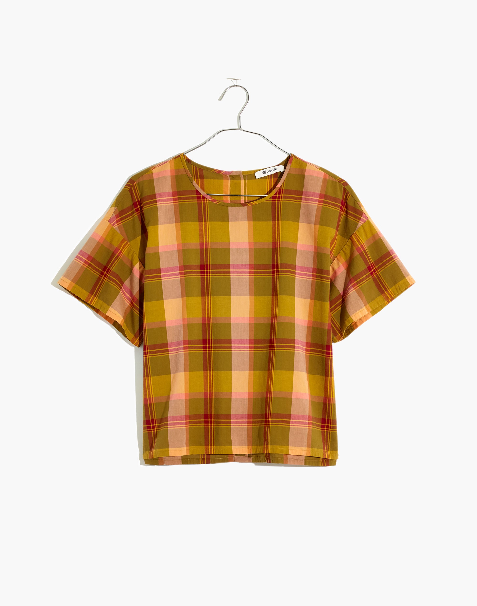 Boxy Button-Back Top in Plaid
