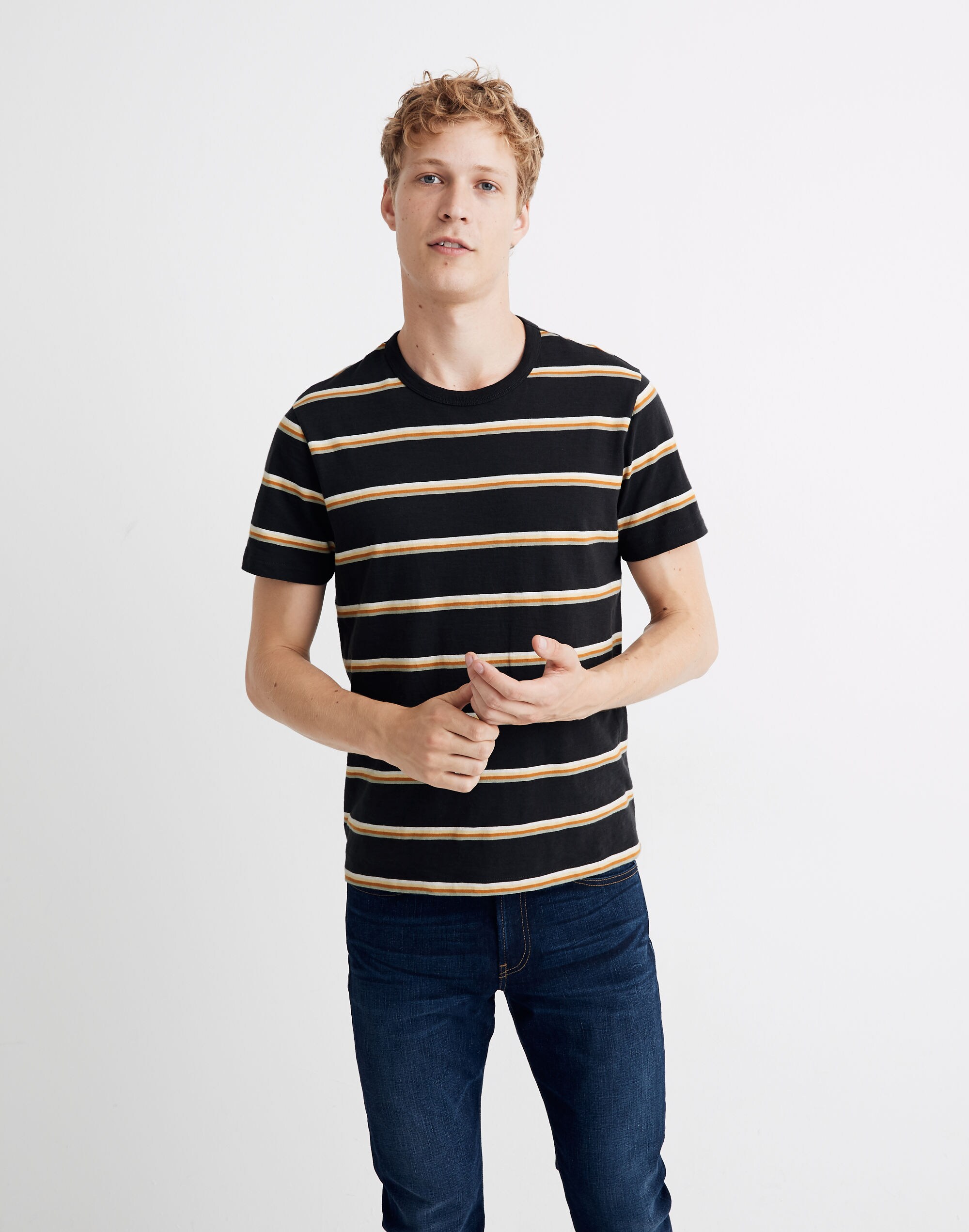 Allday Crewneck Tee in Tideswell Stripe