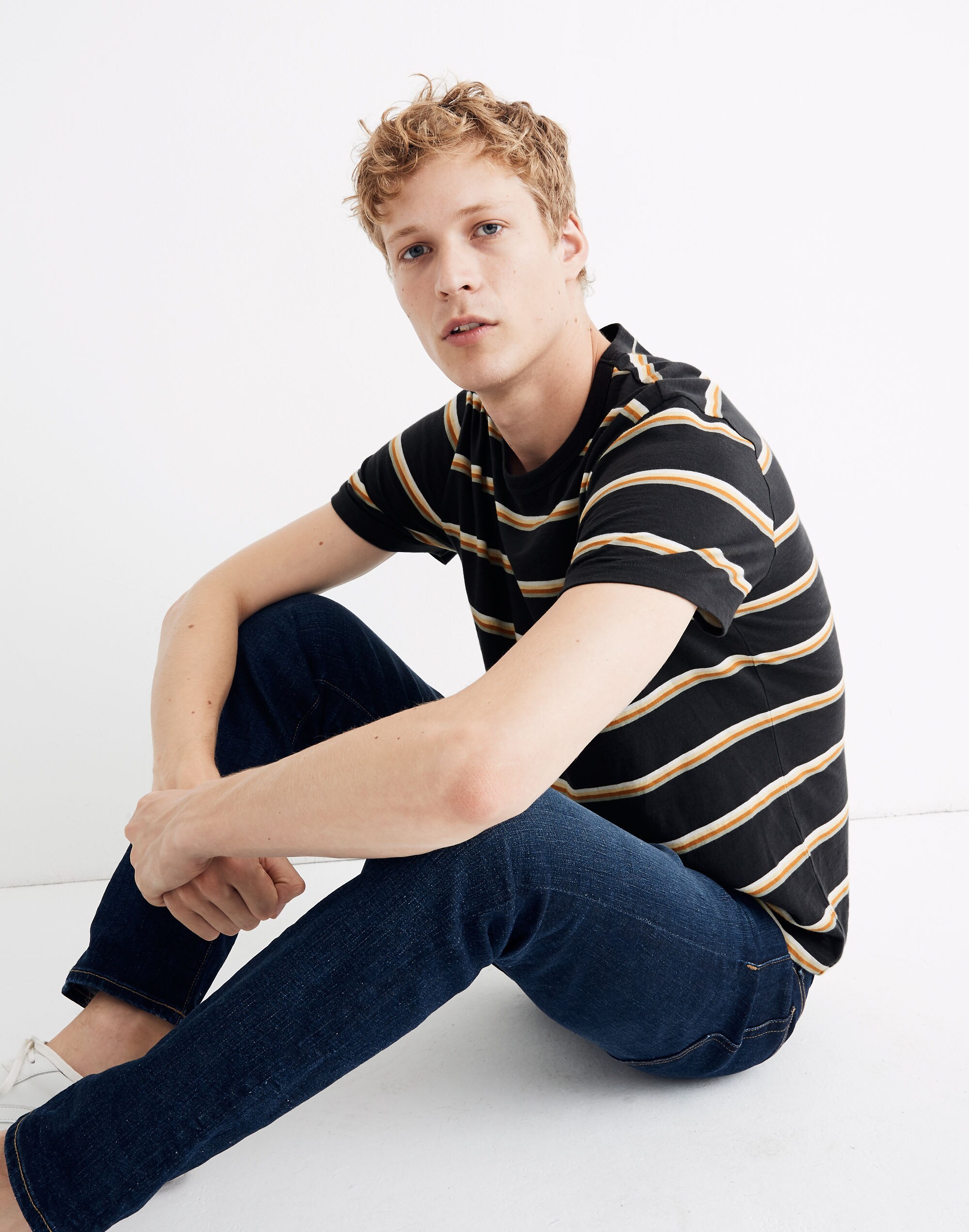 Allday Crewneck Tee in Tideswell Stripe