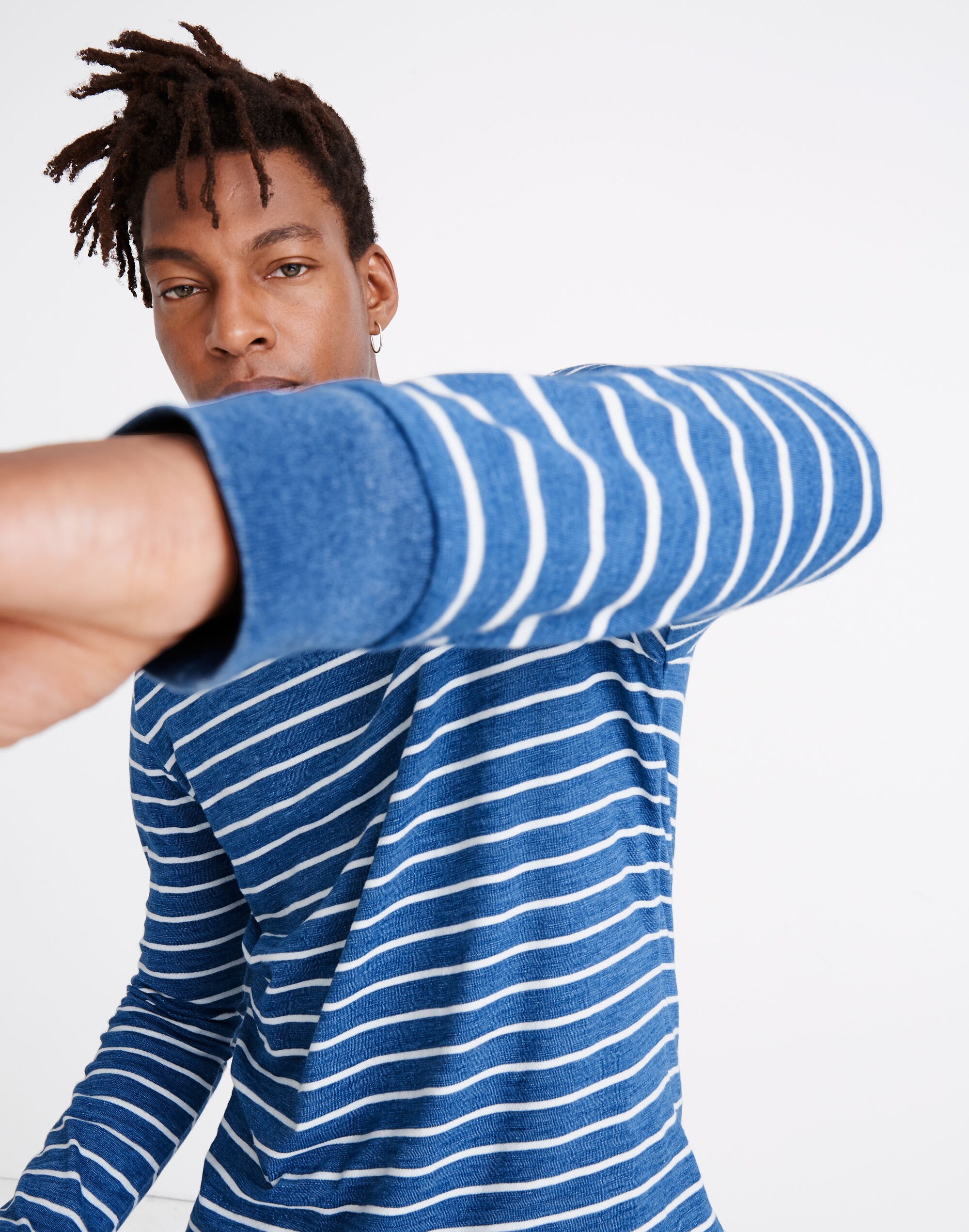 Allday Crewneck Tee in Indigo Stripe