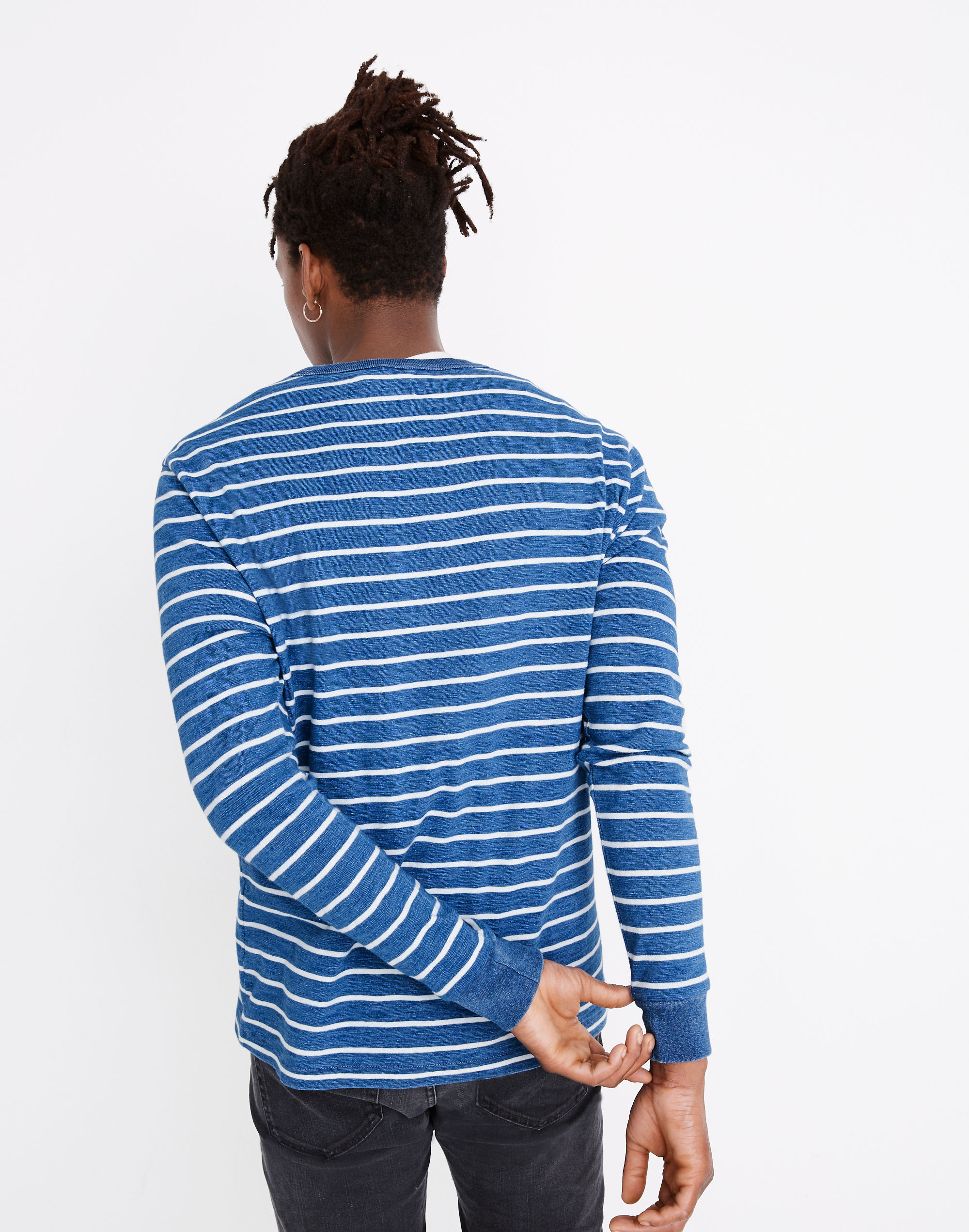 Allday Crewneck Tee in Indigo Stripe