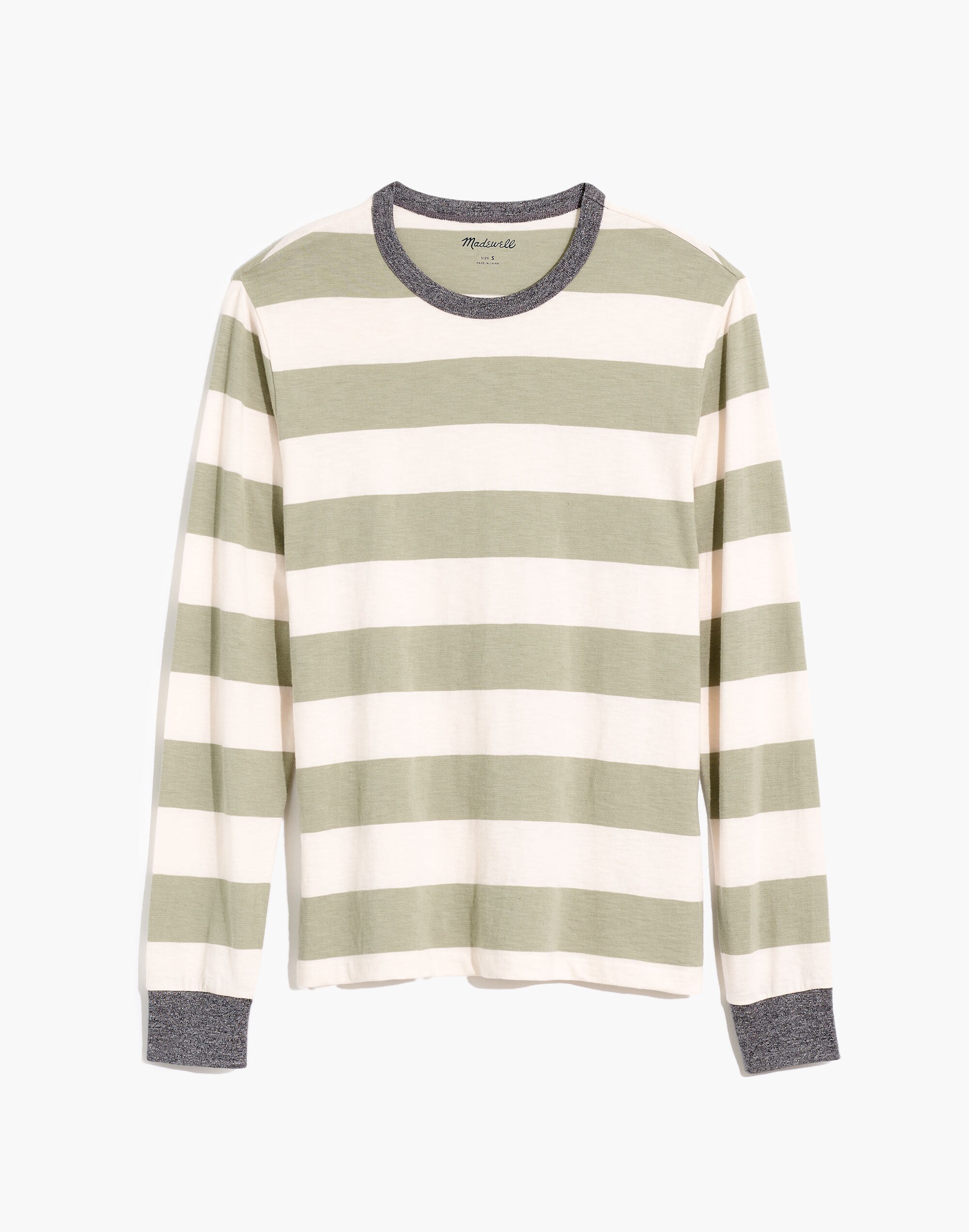 Allday Crewneck Long-Sleeve Tee in Rugby Stripe