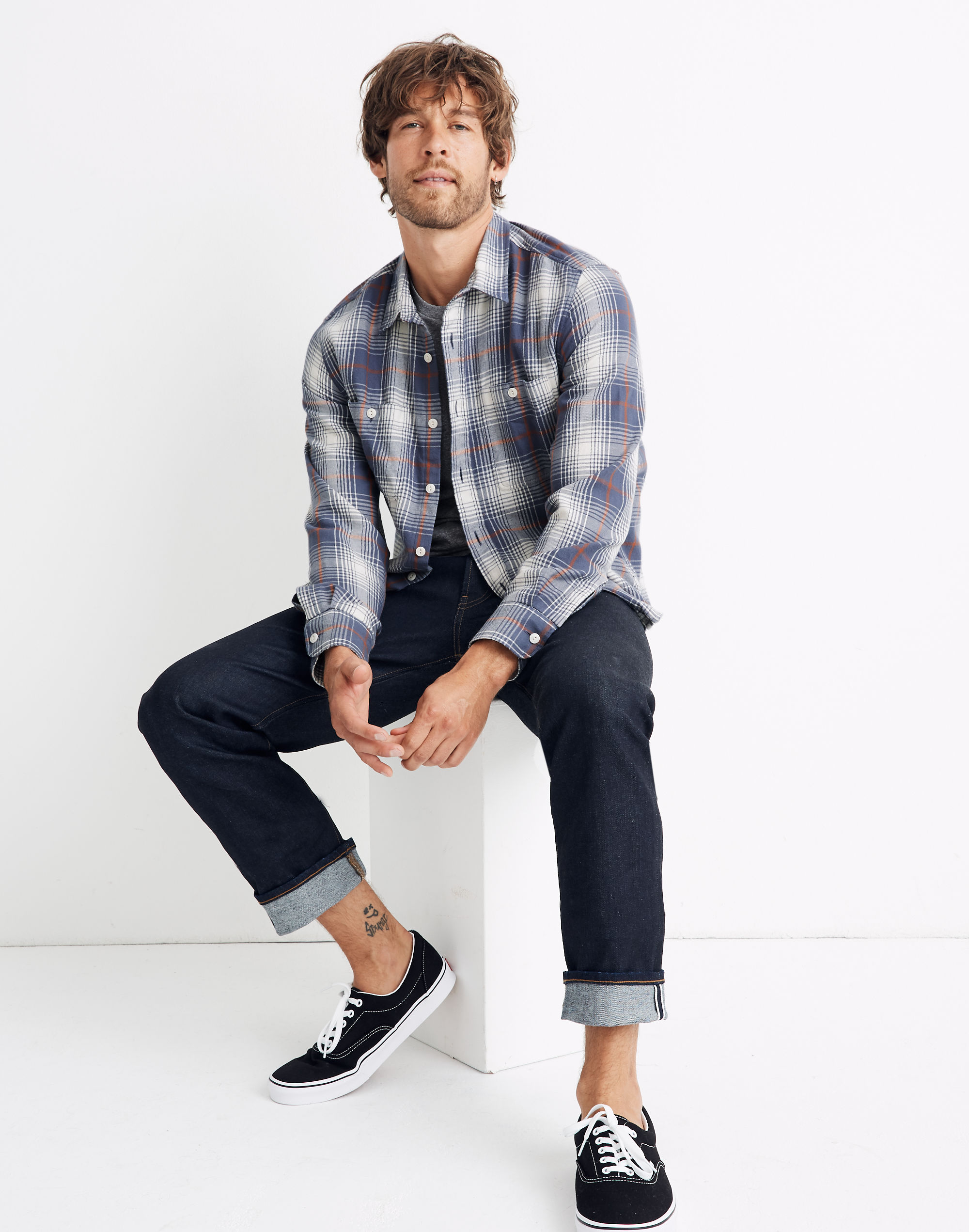 Flannel Shirt in Ombre Plaid