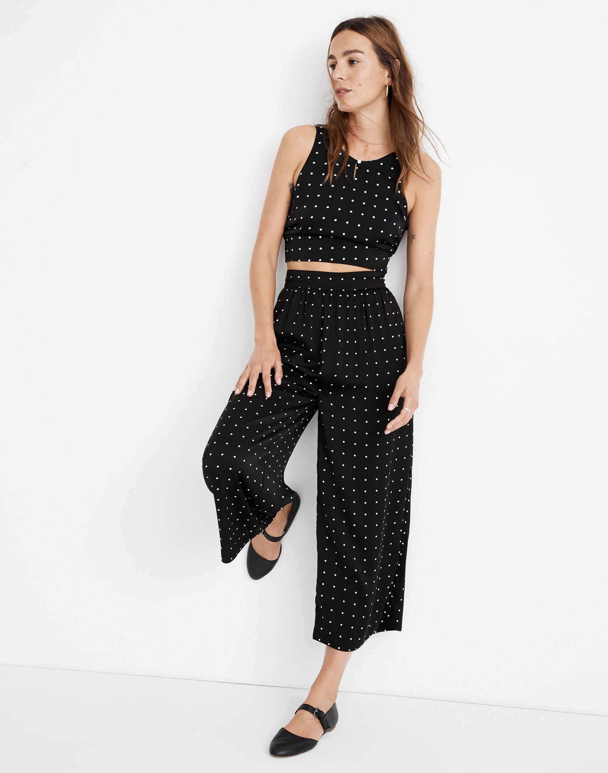 Huston Pull-On Crop Pants in Grid Dot