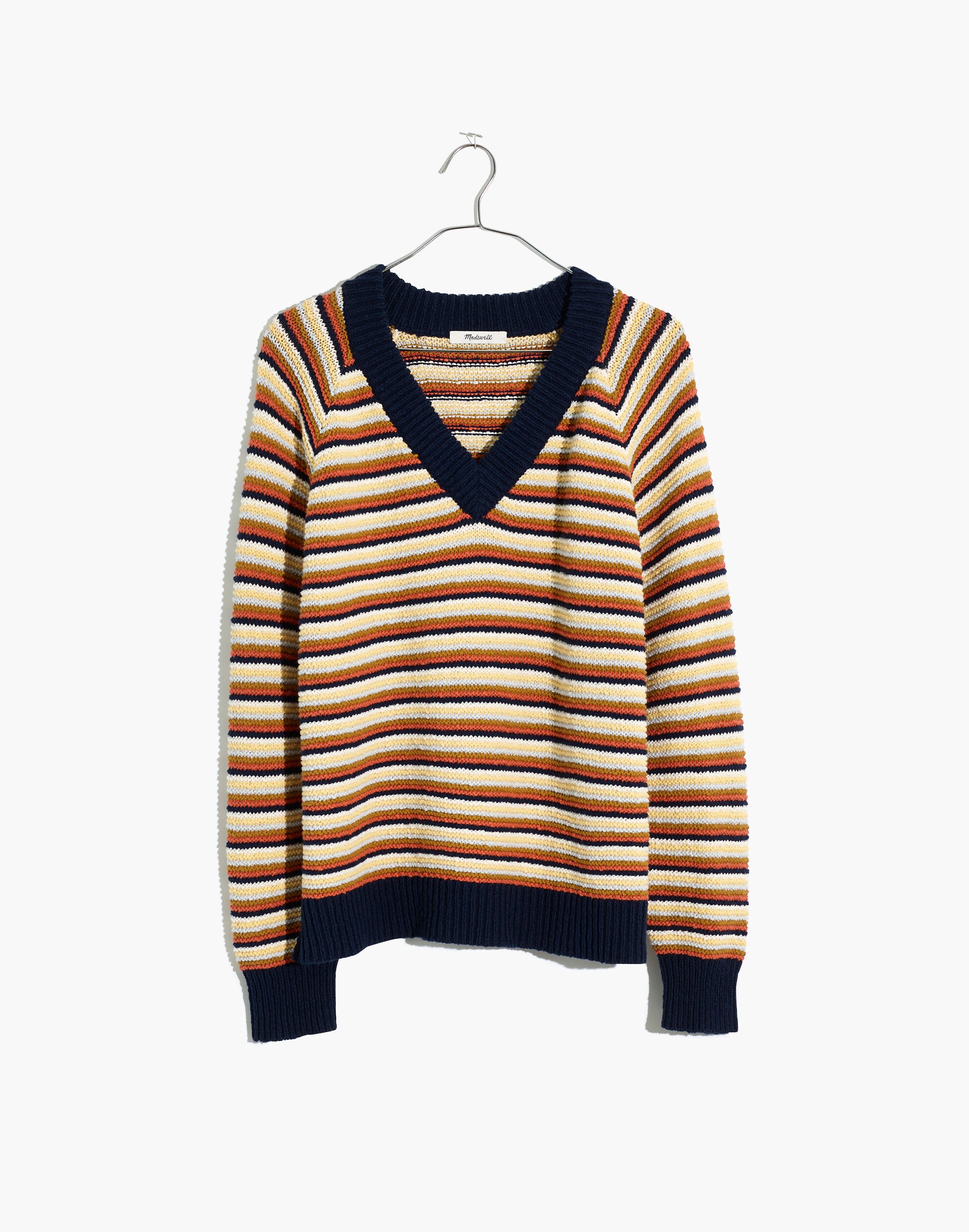 Arden V-Neck Crop Pullover Sweater in Stripe