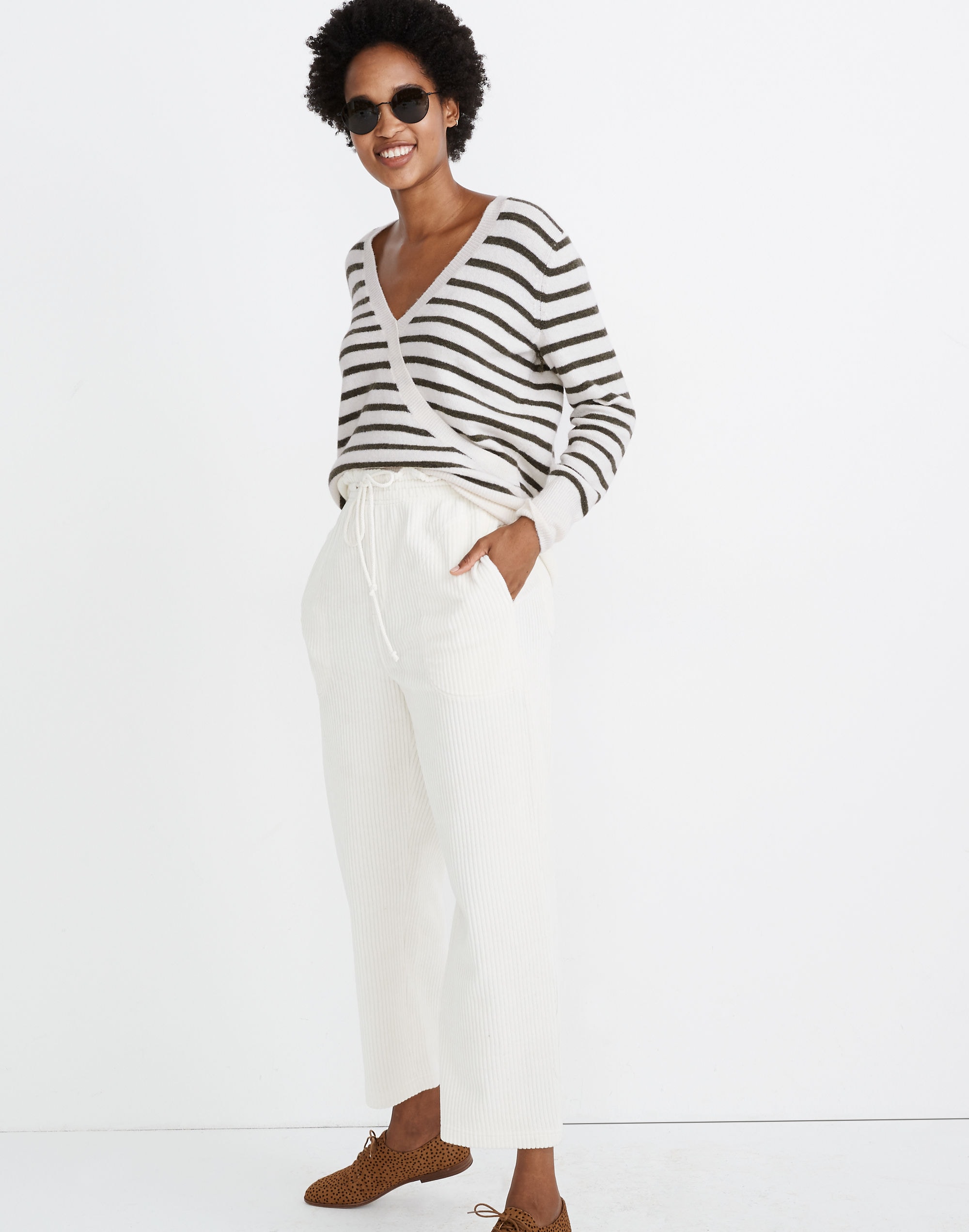 Wrap-Front Sweater in Elthorne Stripe