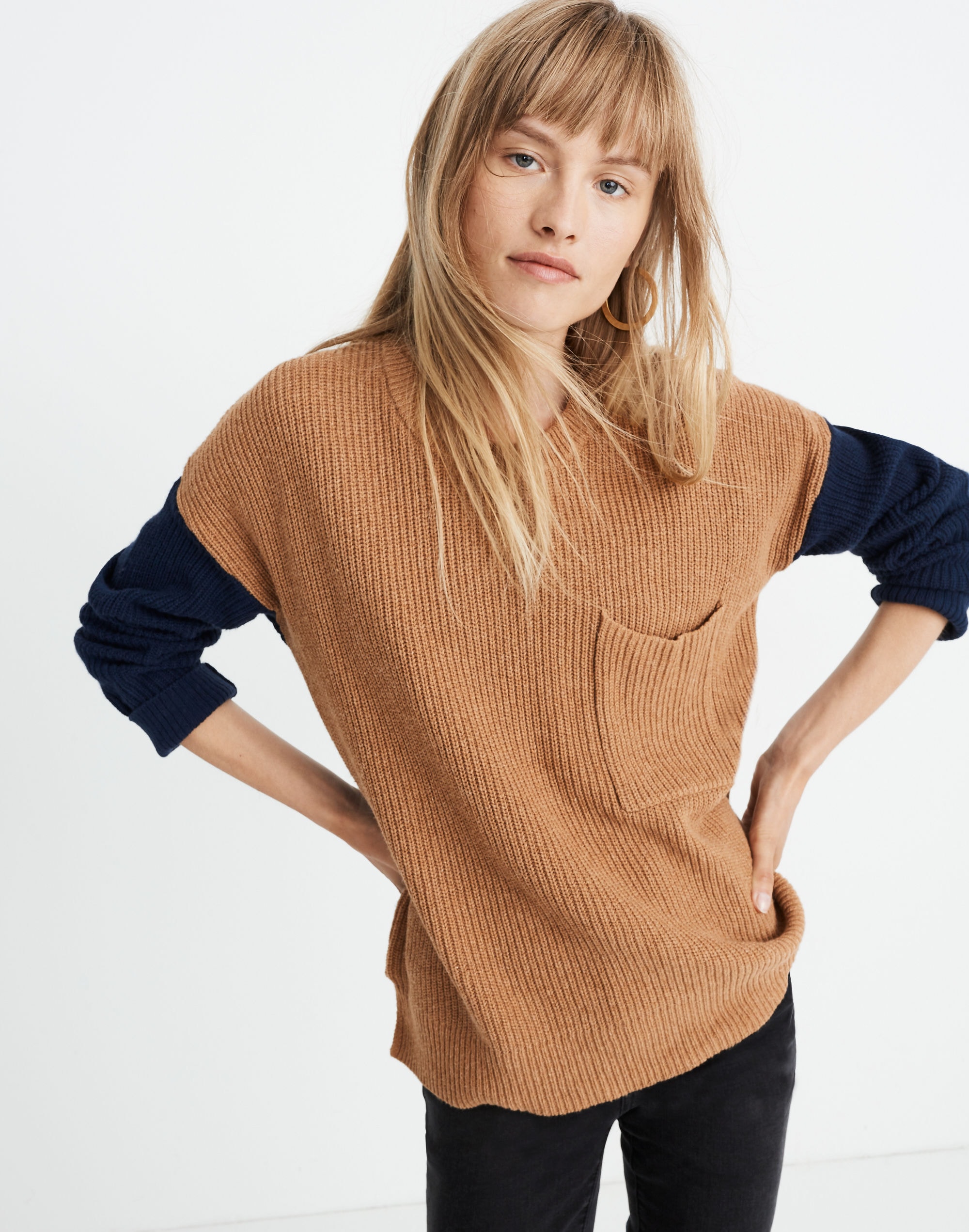 thompson pocket pullover sweater in colorblock