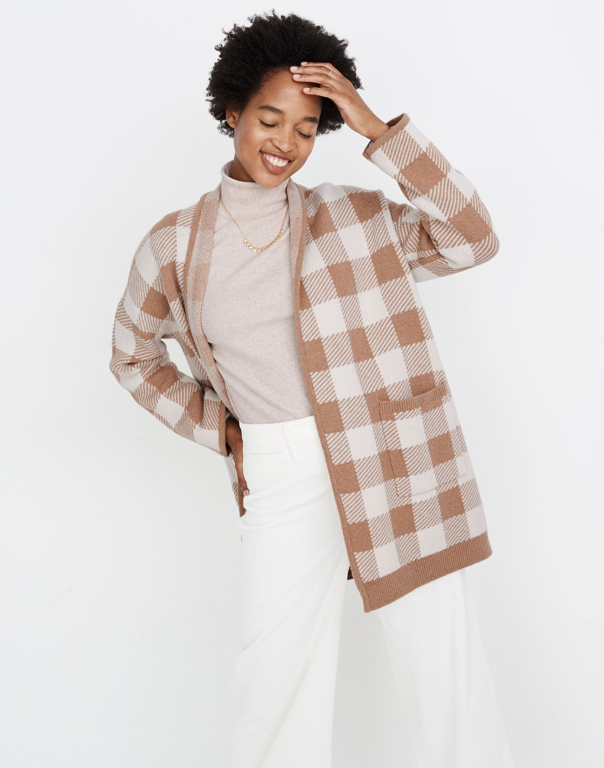 Minetta Sweater Coat in Buffalo Check