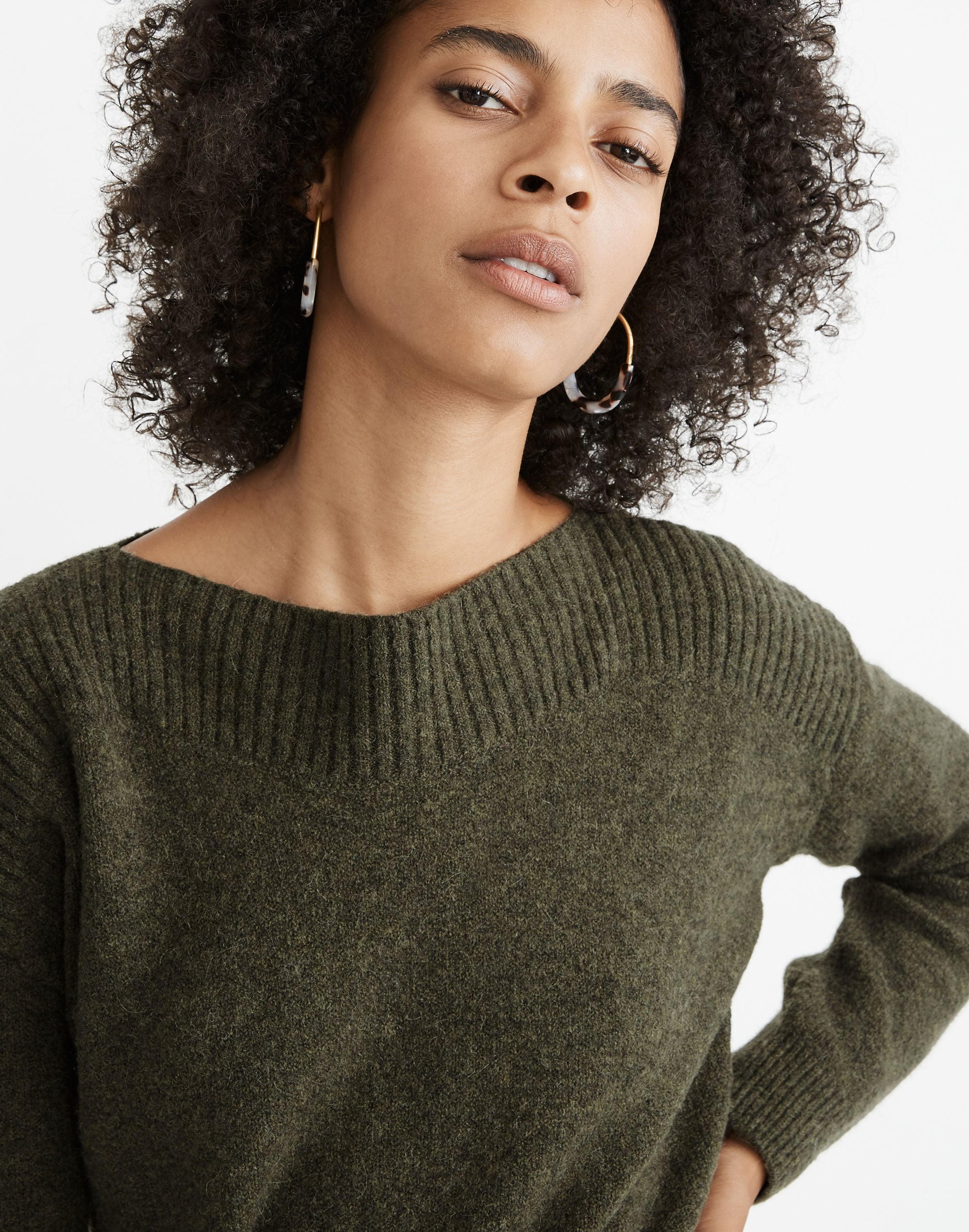 Boatneck Tie-Waist Pullover Sweater
