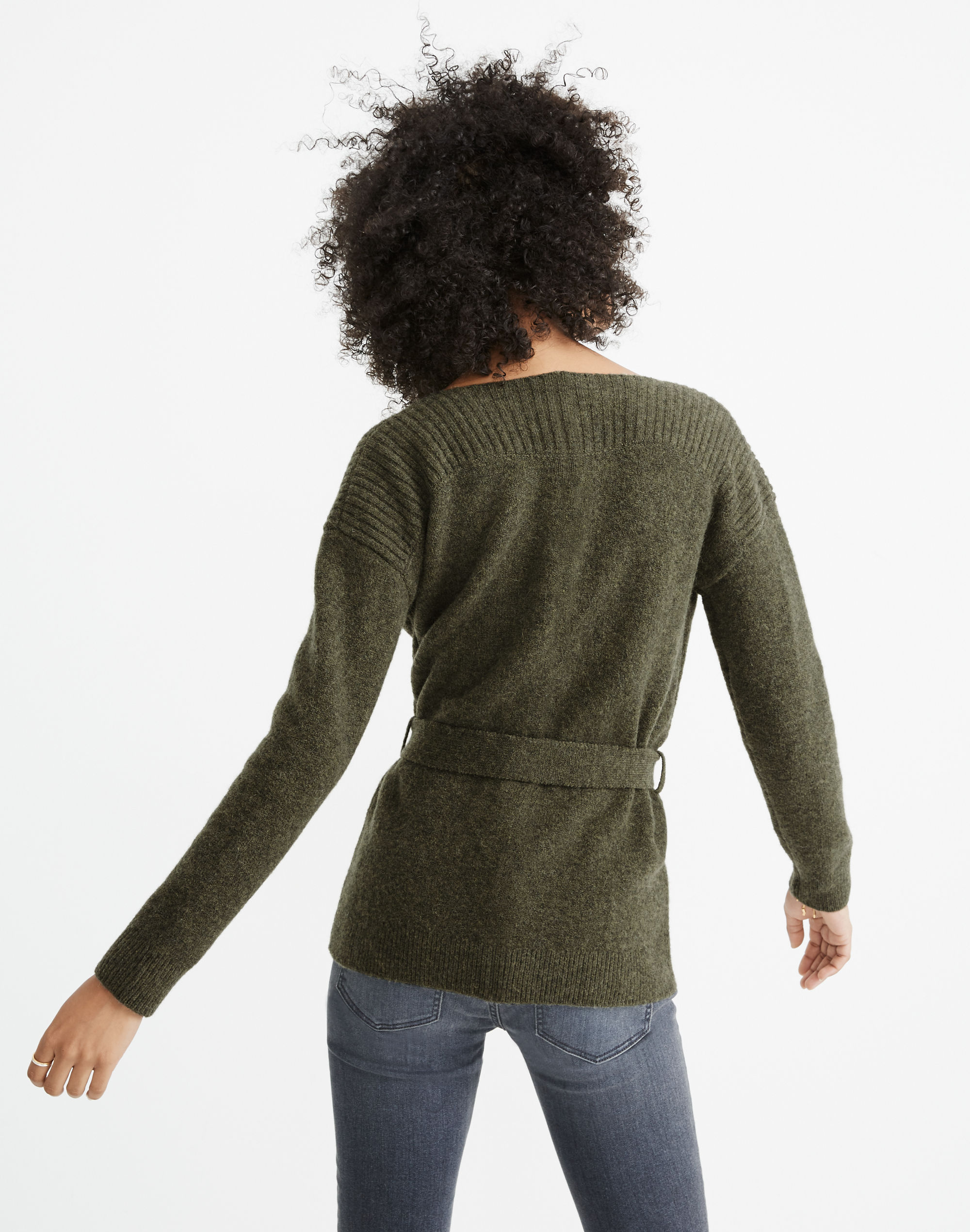 Boatneck Tie-Waist Pullover Sweater
