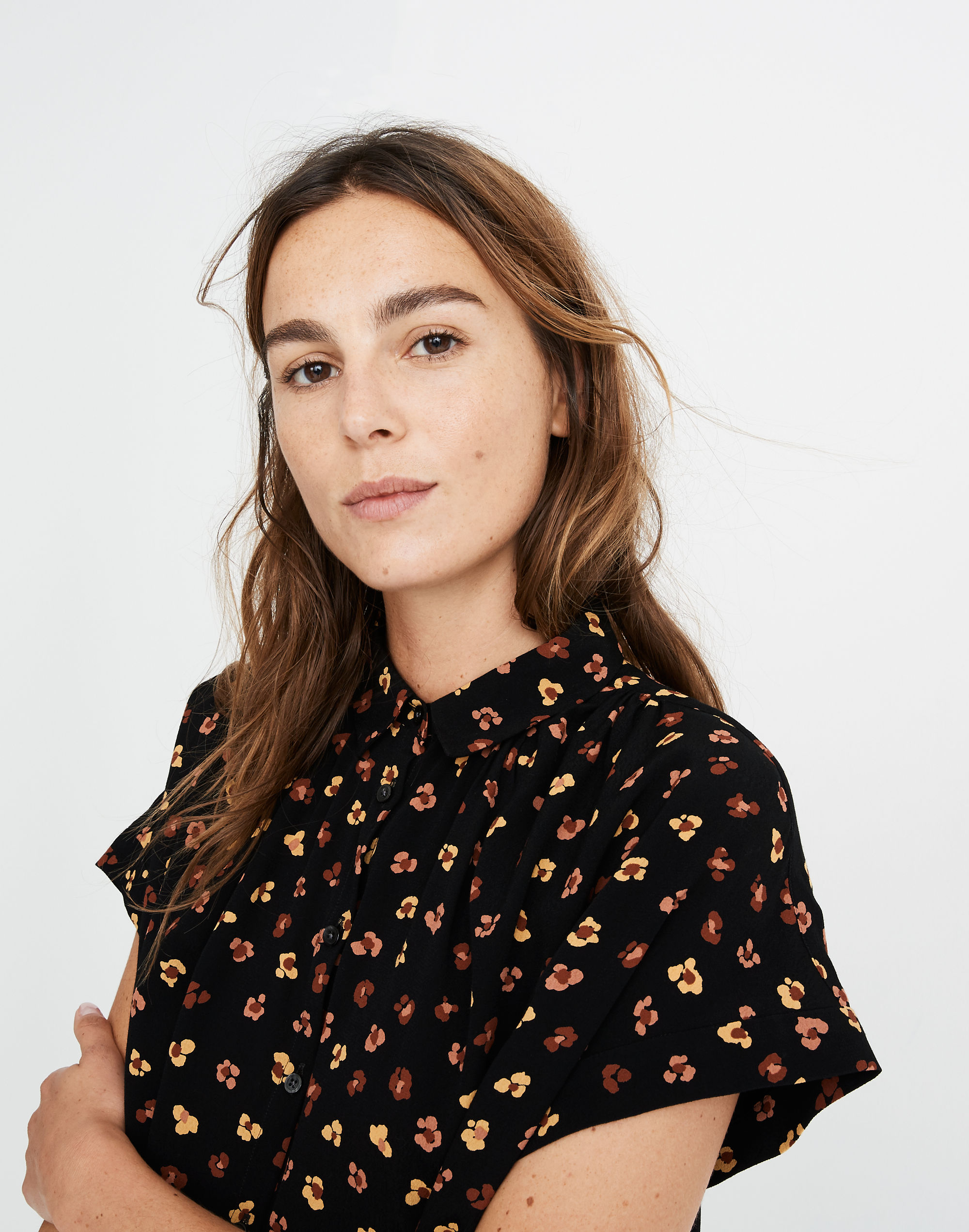 Central Drapey Shirt in Feline Floral
